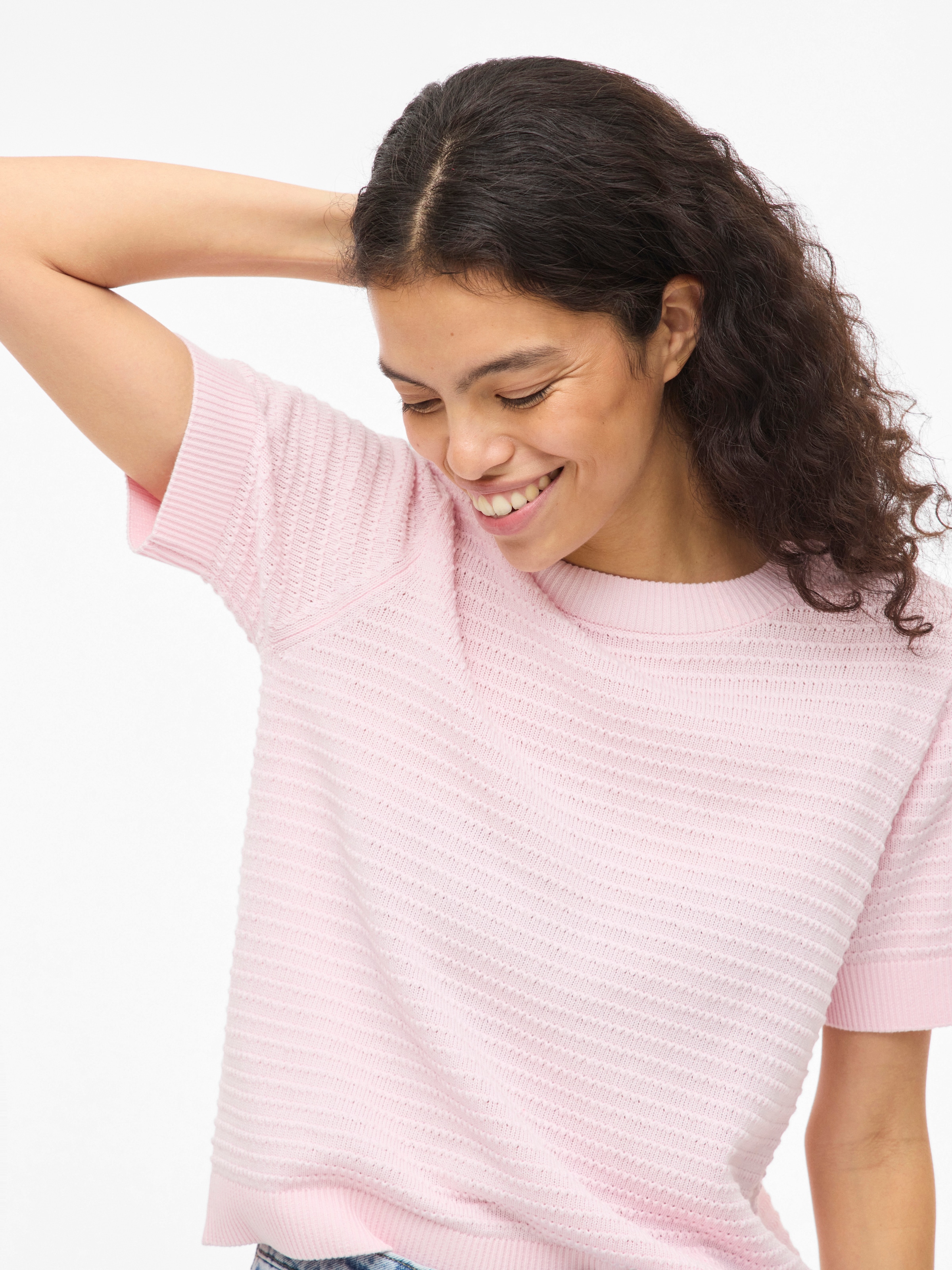 Vila Pull à manches courtes »VILOLLO O-NECK S/S DETAIL KNIT TOP- NOOS«