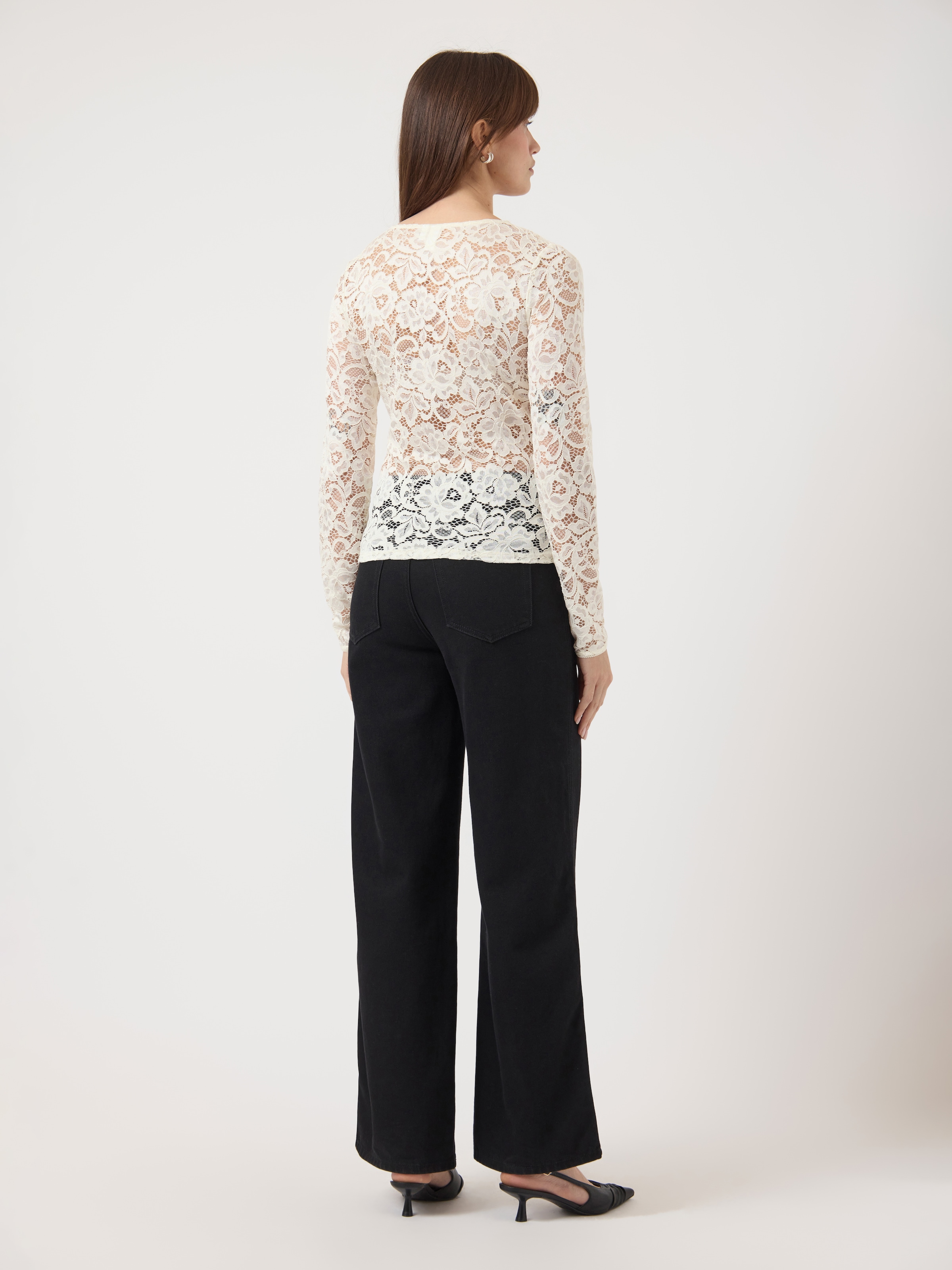 Y.A.S Spitzenshirt »YASLACEY LS V-NECK LACE TOP S. NOOS«