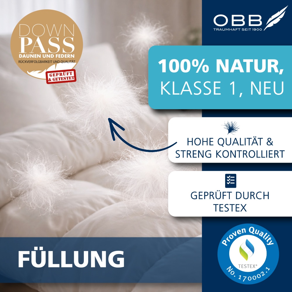OBB Federkissen »Emilias« Füllung: 70% Federn, 30% Daunen 1 Stk. tlg. Bettwaren hergestellt im Schwarzwald, allergikerfreundlich