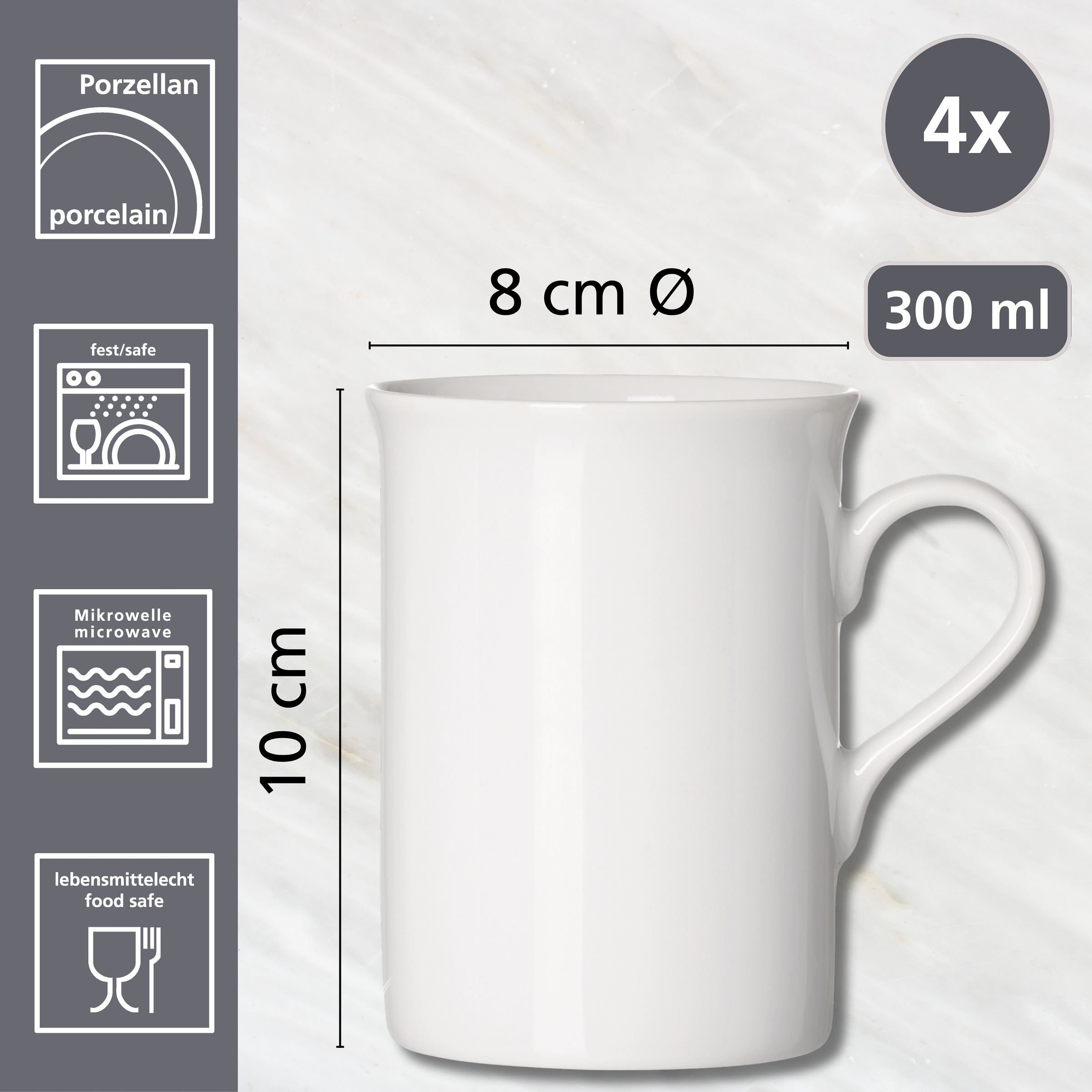 Ritzenhoff & Breker Gobelet »Bianco« Kaffeebecher, je 300 ml