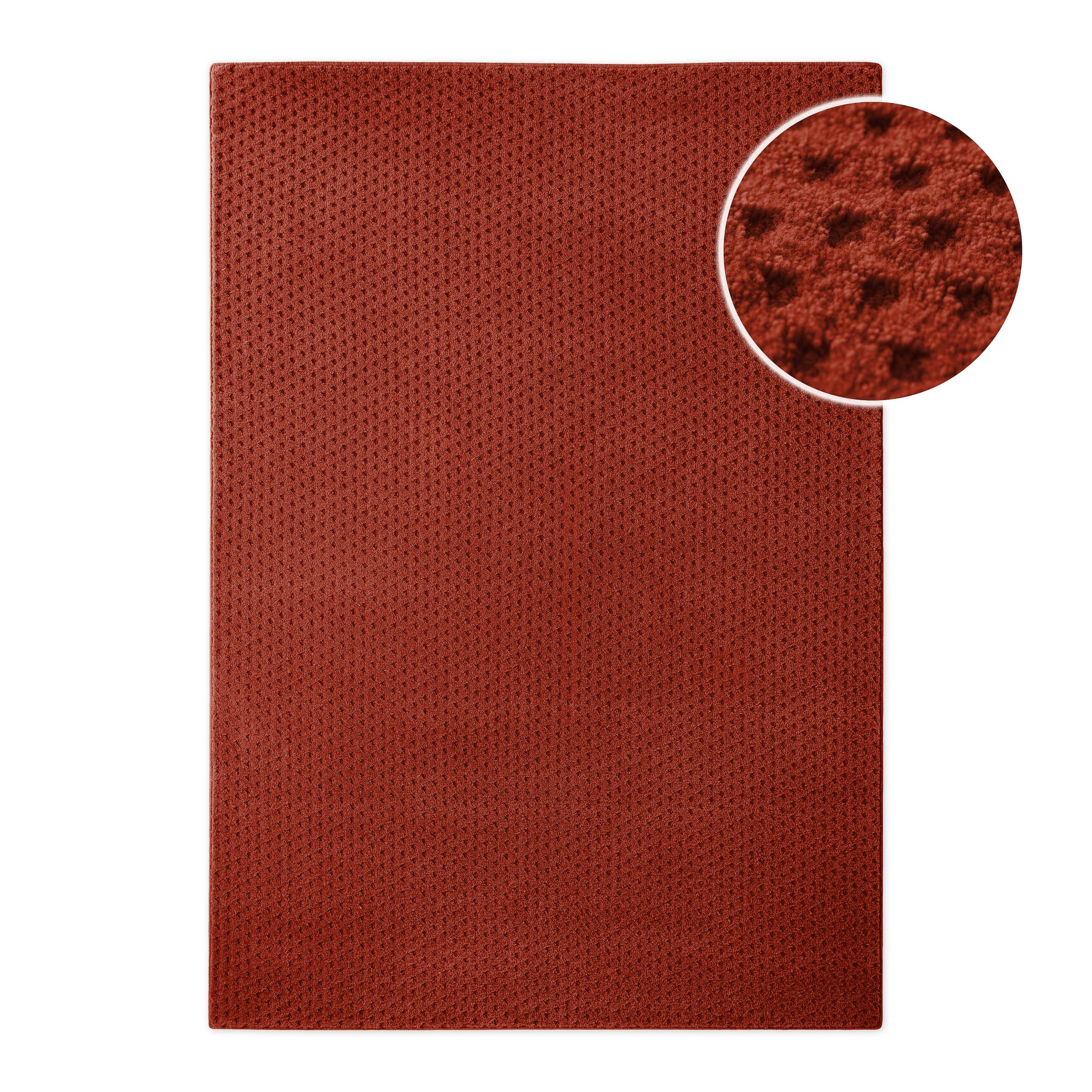 Wecon home Teppich »Castello THREE« rechteckig 7 mm Höhe Schurwolle, Kurzflor mit Hoch-Tief-Effekt, Wohnzimmer, Punktmuster