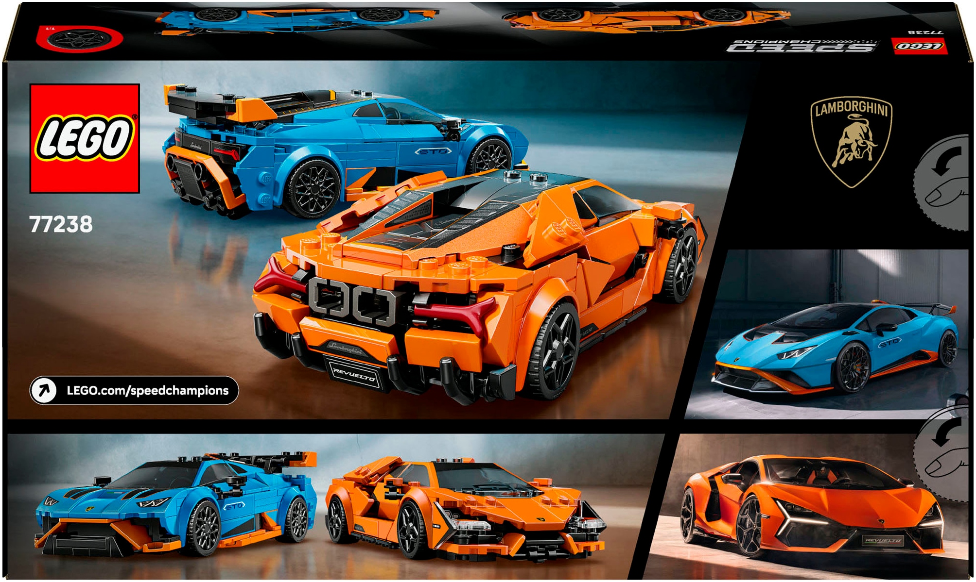 LEGO® Konstruktionsspielsteine »Lamborghini Revuelto und Huracán STO (77238), LEGO Speed Champions« Made in Europe