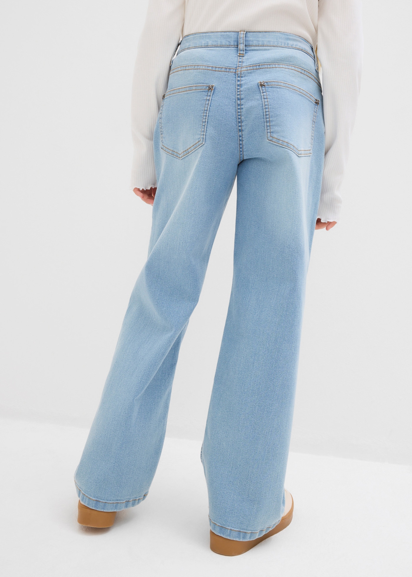 bonprix Jeans large coupe décontractée, taille mi-haute, avec style cinq poches