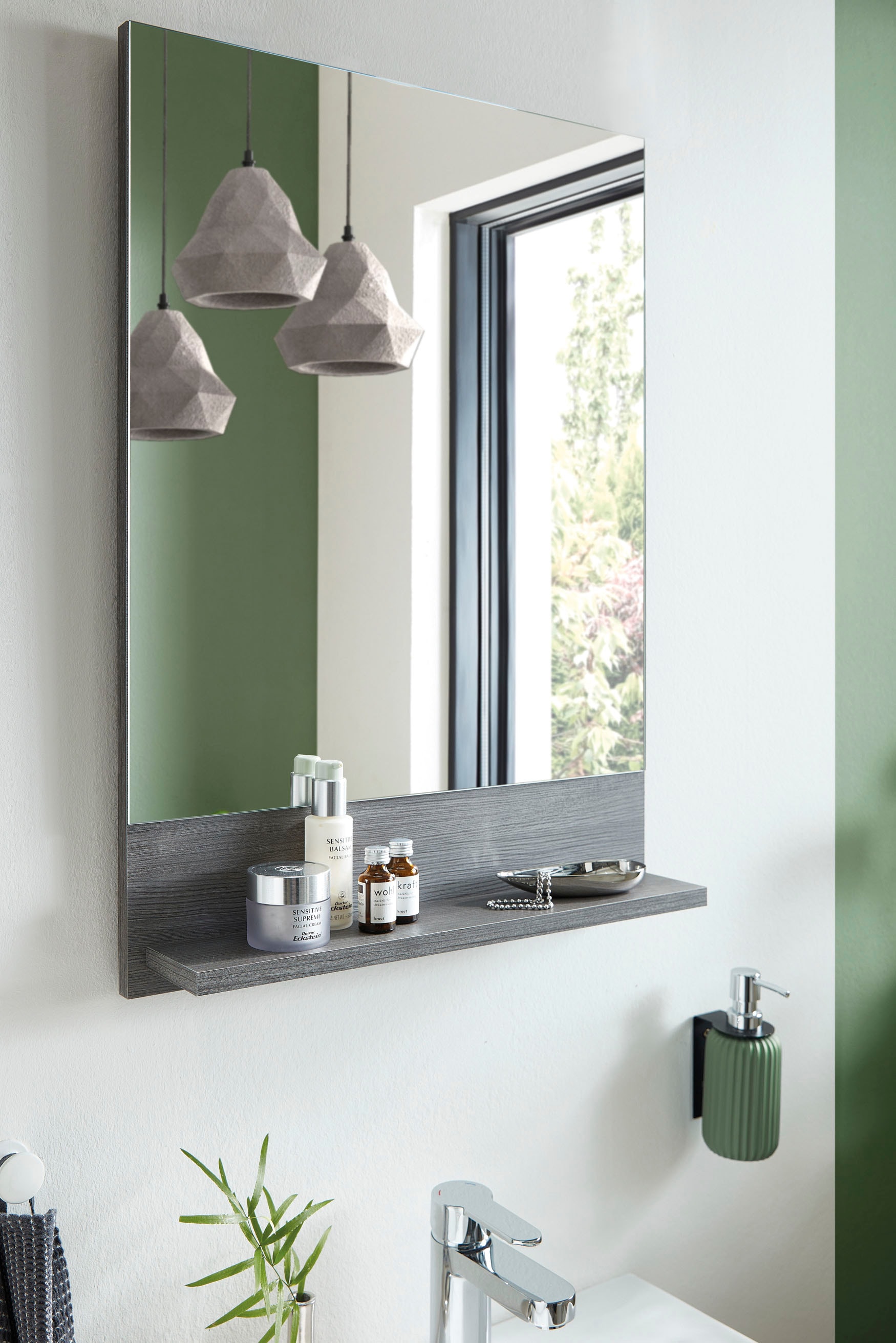 Saphir Badspiegel »Quickset Bad Flächenspiegel mit Ablage, 50 cm breit, ohne Beleuchtung« moderner Wandspiegel für Badezimmer, rechteckig, 70 cm hoch