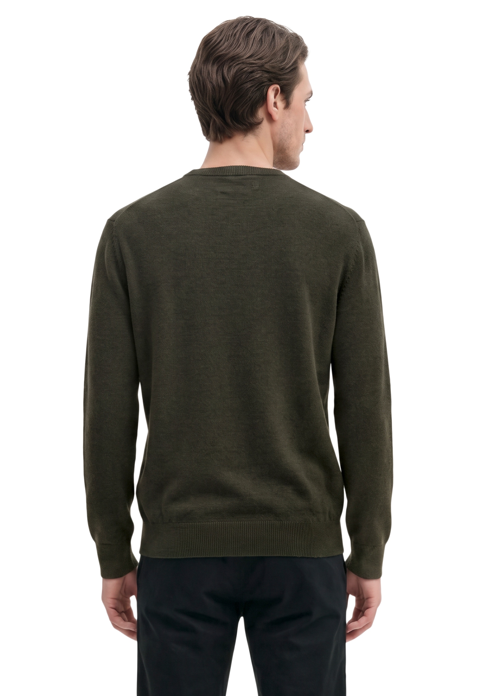 Marc O'Polo Pull à col rond regular en mélange doux de coton bio et laine vierge