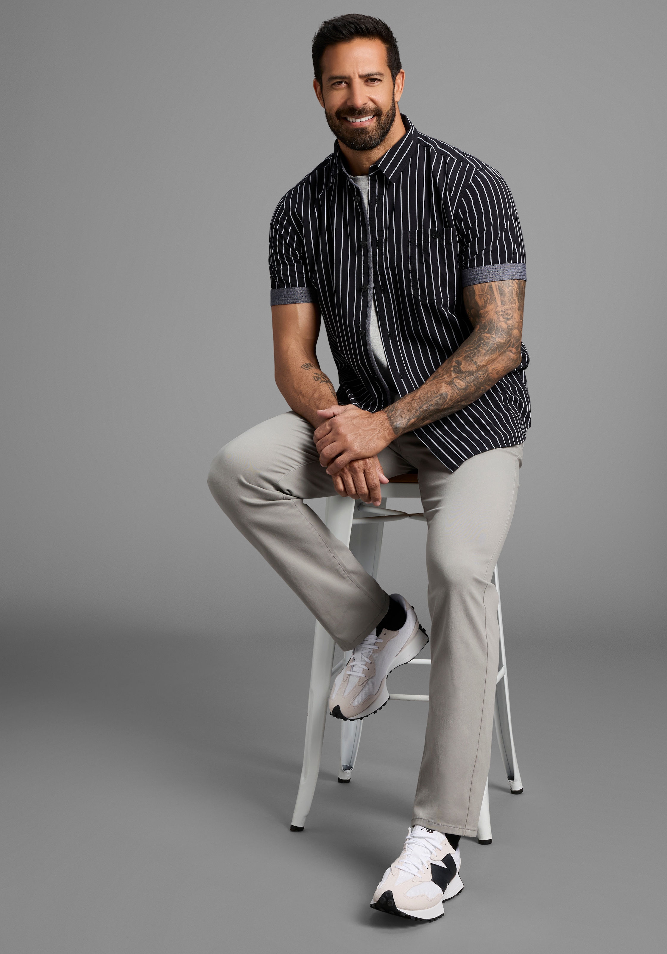 Man's World Chemise à manches courtes modern gestreift