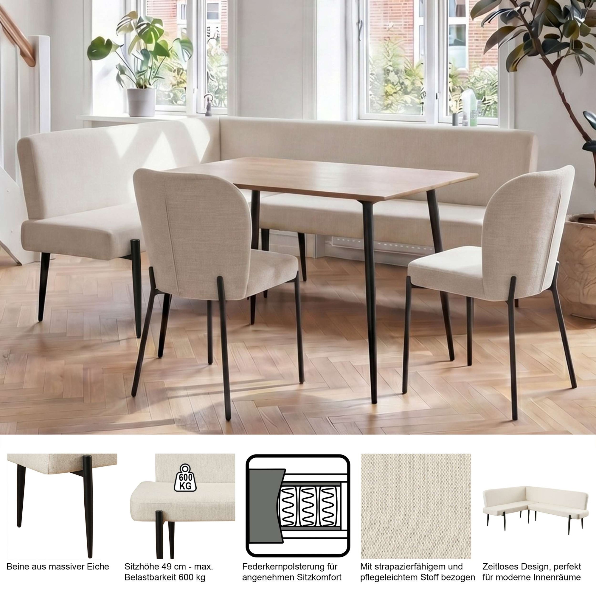 GOODproduct Banc d'angle »Frida« ressort ensaché, housse en velours facile d'entretien ou en tissu, largeur 210 cm