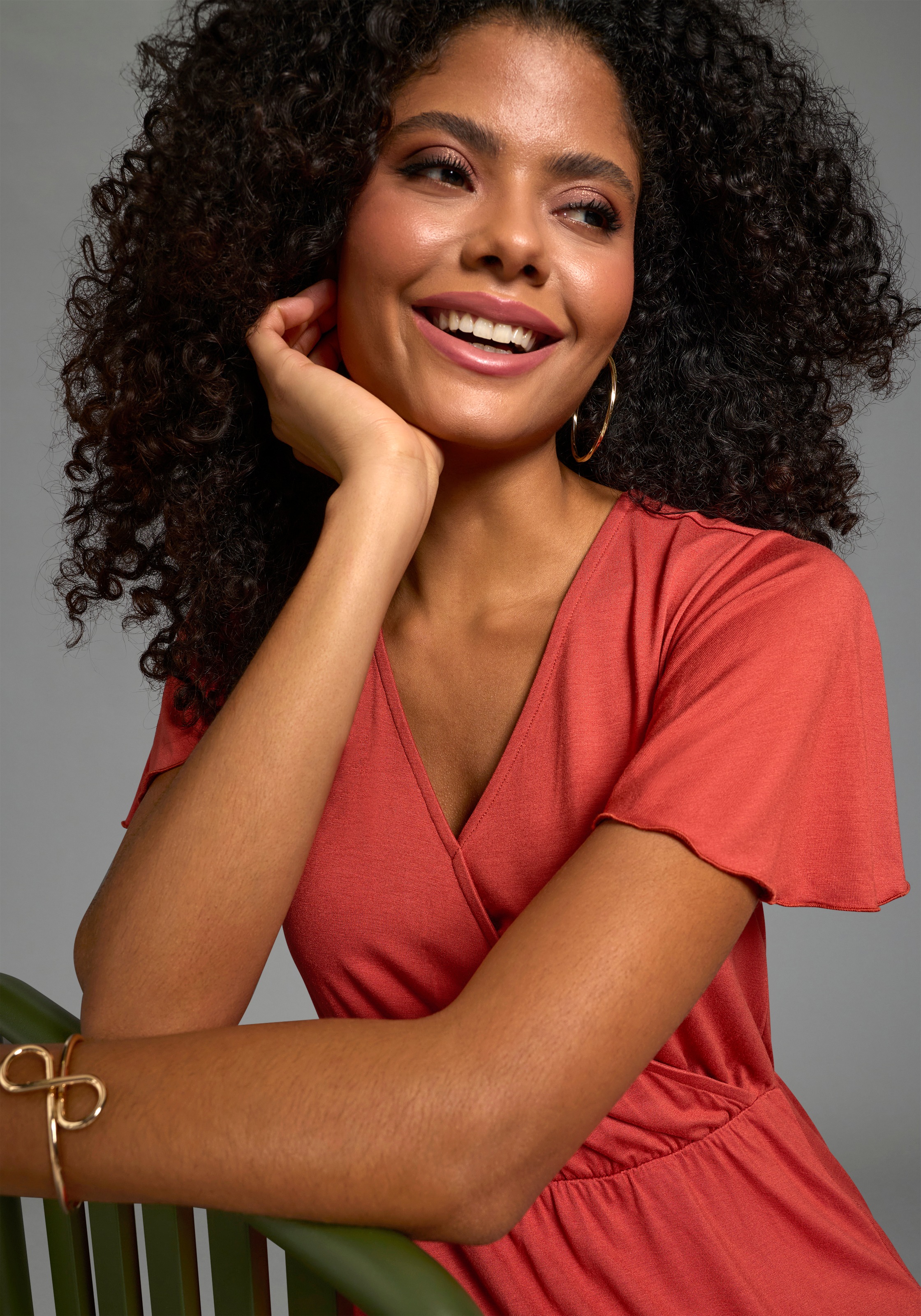 Laura Scott Robe d'été langer Schnitt, für warme Tage, aus Single Jersey, mit Flügelärmeln