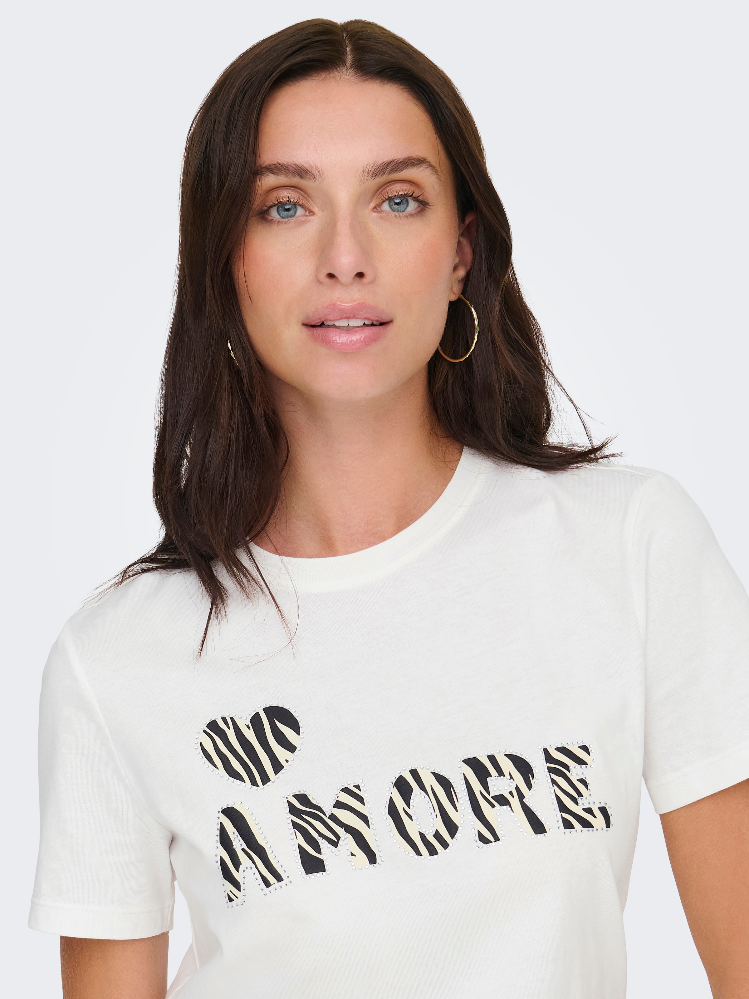 ONLY T-shirt »ONLDITTE LIFE RHNSTN S/S ANIMAL TOP JRS«
