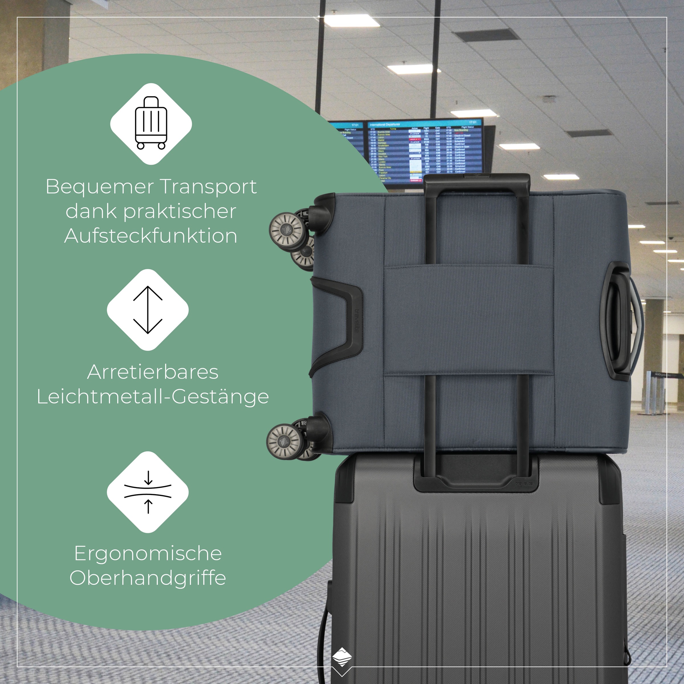travelite Trolley pour bagages à main »JETPACK Multi Light 4 Cabin, konzipiert für Condor & Ryanair« 37 litre 4 Rollen Valise souple cabine pour la plupart des compagnies aériennes courantes