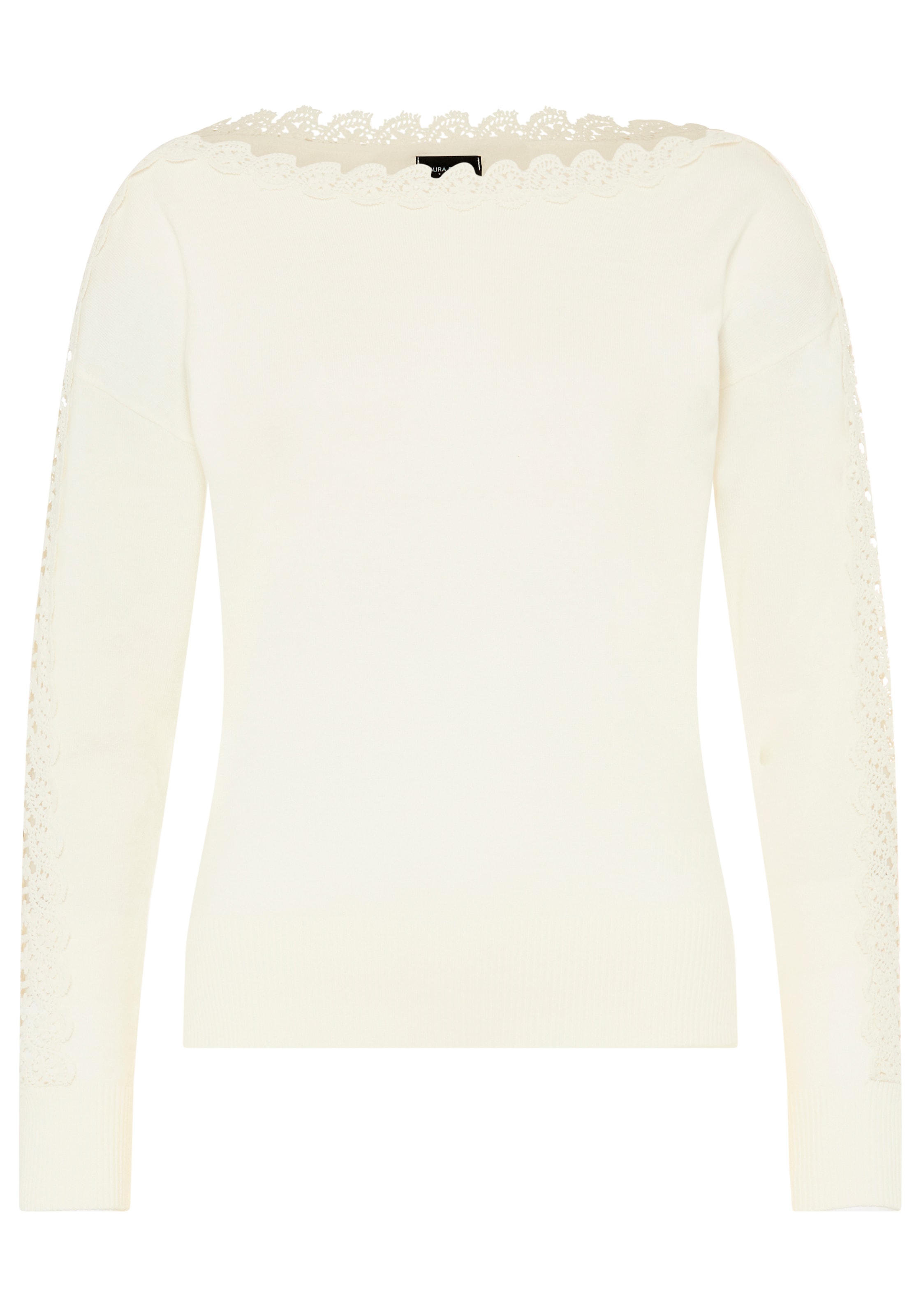 Laura Scott Pull en tricot mit femininem Spitzeneinsatz aus Viskosemischung
