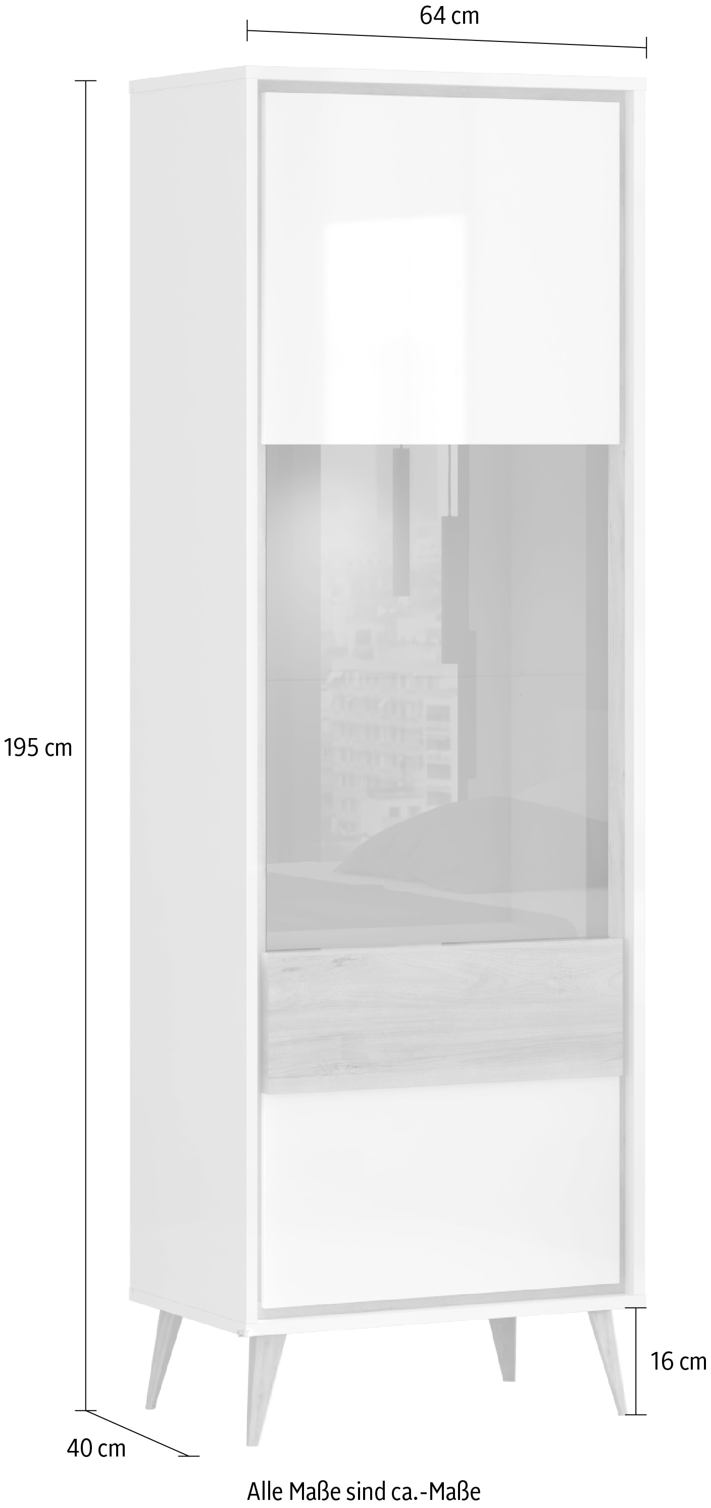GOODproduct Vitrine »Vida« (H/B/T): 195/64/40cm,  UV lackiert, hochglänzend, Soft-Close und Push-to-open Funktion