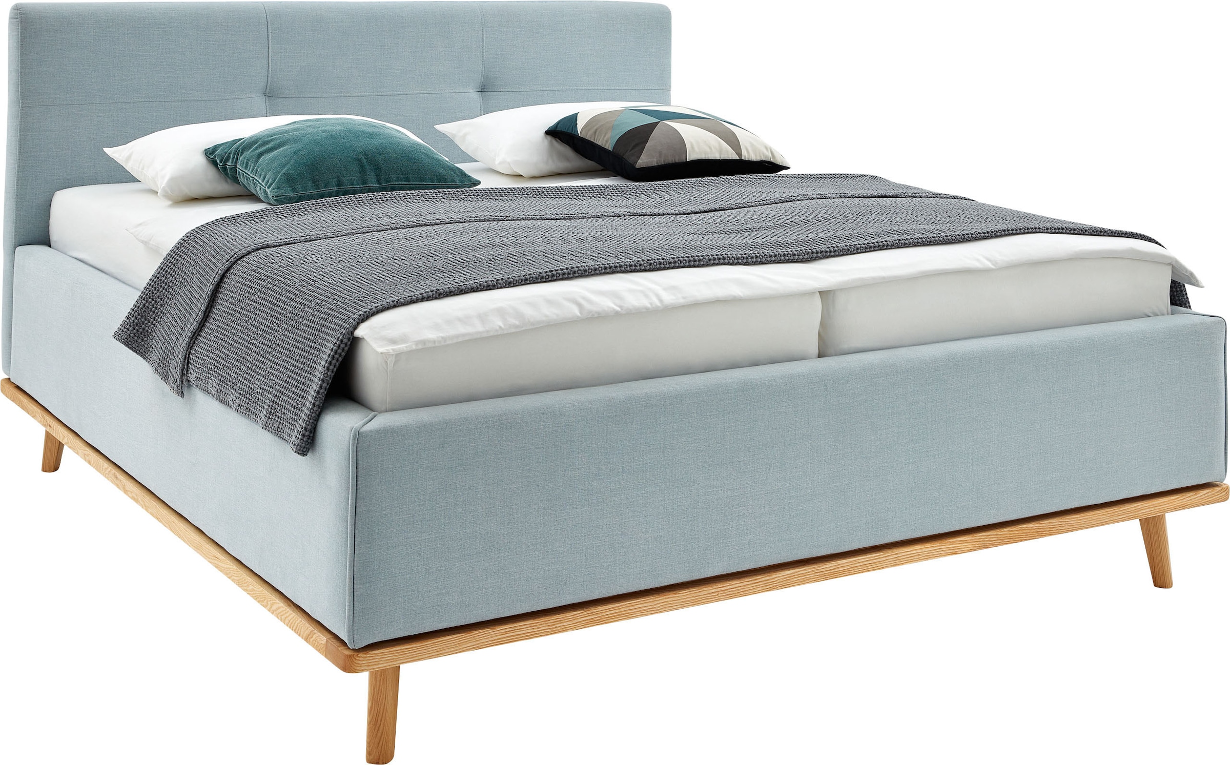 Musterring Lit rembourré »Delphi erhältlich in der Breite 160cm und 180cm« Eicherahmen massiv, Kopfteil mit Steppung