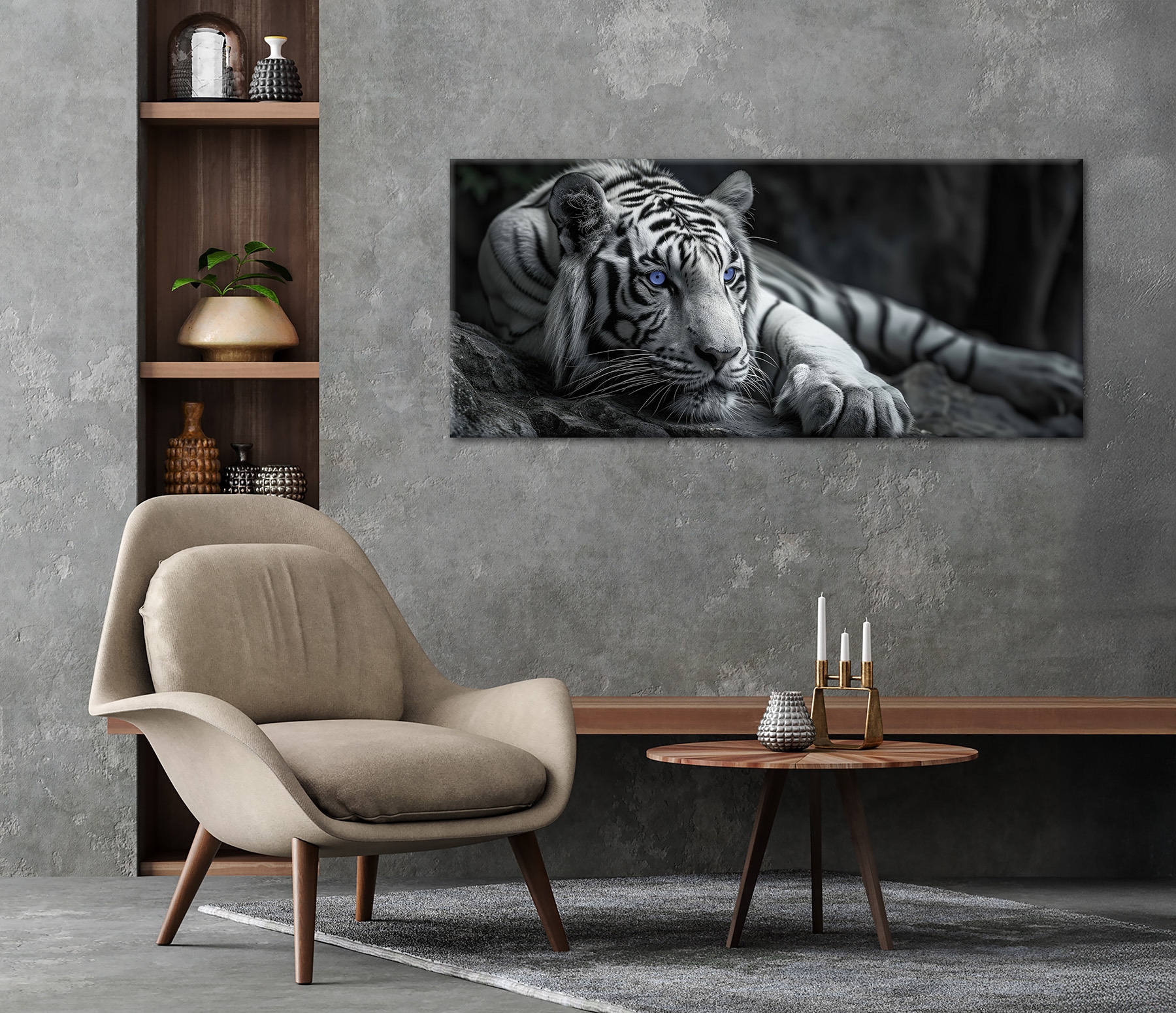Bönninghoff Tableau sur toile »Wandbild TIGER XXL 60x140 cm – Leinwandbild Keilrahmen Deko modern« Animaux | Animaux sauvages | Félins | Tigre 1 cuis tlg. tendu sur châssis