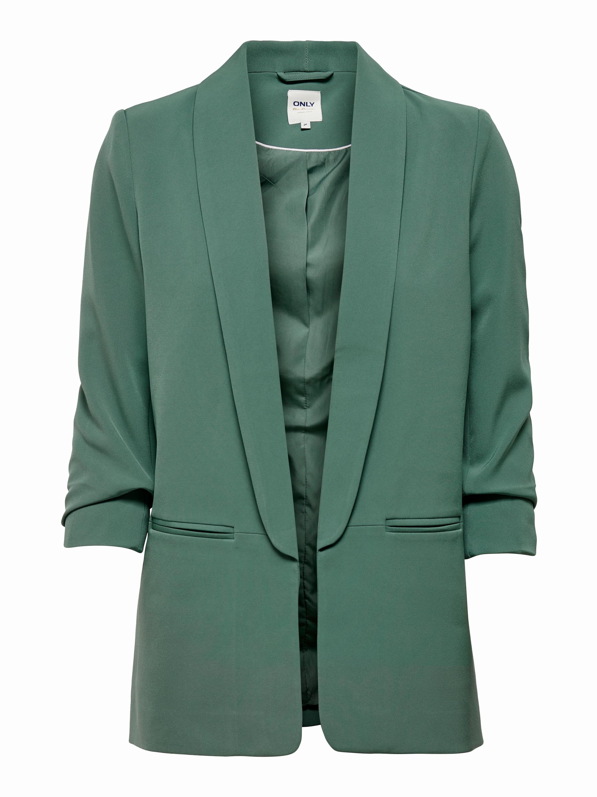 ONLY Blazer court »ONLELLA – Femininer Blazer mit 3/4-Ärmeln und Raffung«, regular fit, casual, Web, Kunstfaser, V-Ausschnitt
