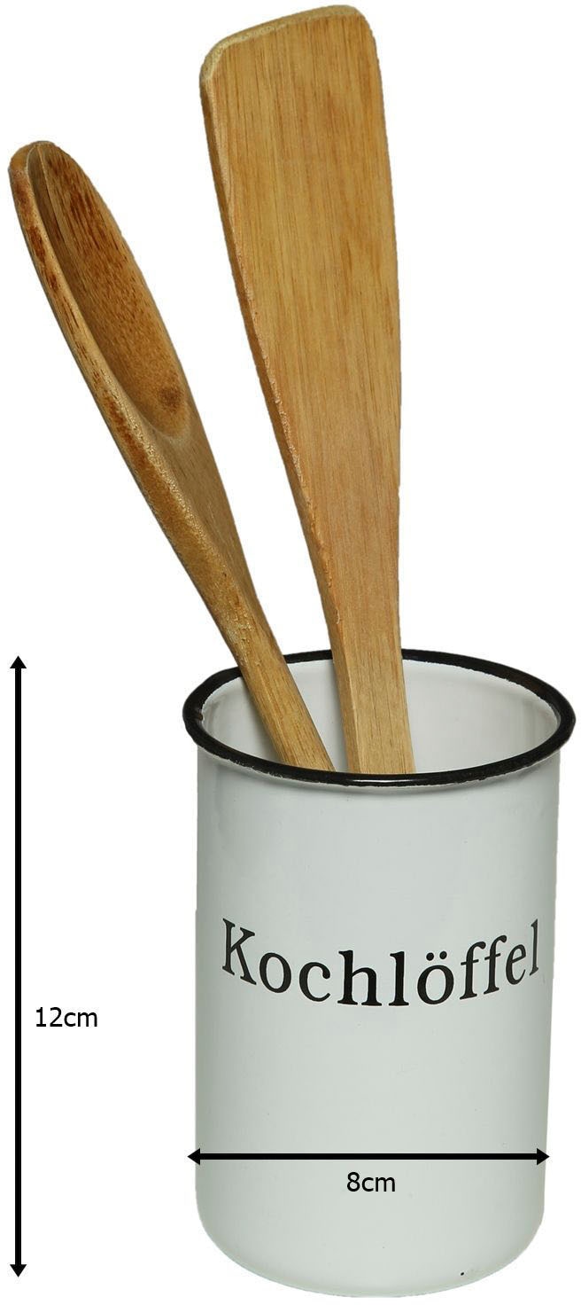 Ambiente Haus Boîte »Kochlöffeltopf aus Emaille in Antikweiss«