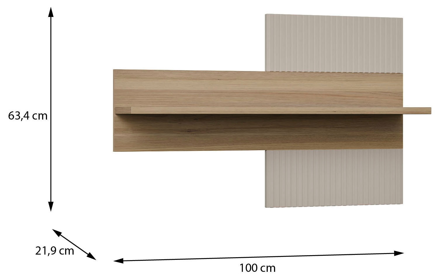 FORTE Étagère murale »Wandboard, Lamellenoptik, warme Holznuancen« L/H/P 100/63,4/21,9 cm, montage facile,