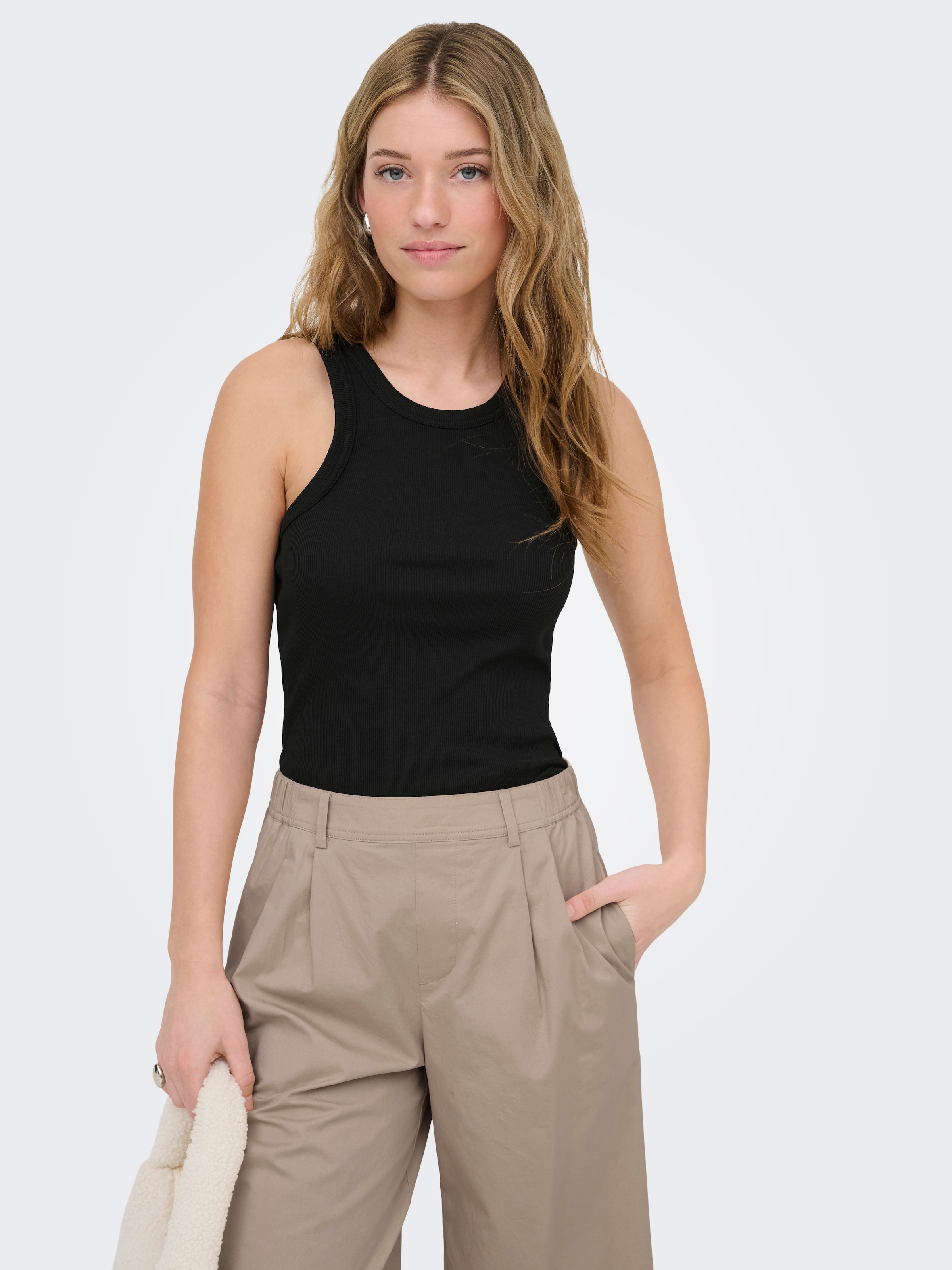 ONLY Débardeur »ONLVAL 2-WAY TANK TOP JRS NOOS« mélange de coton, col rond