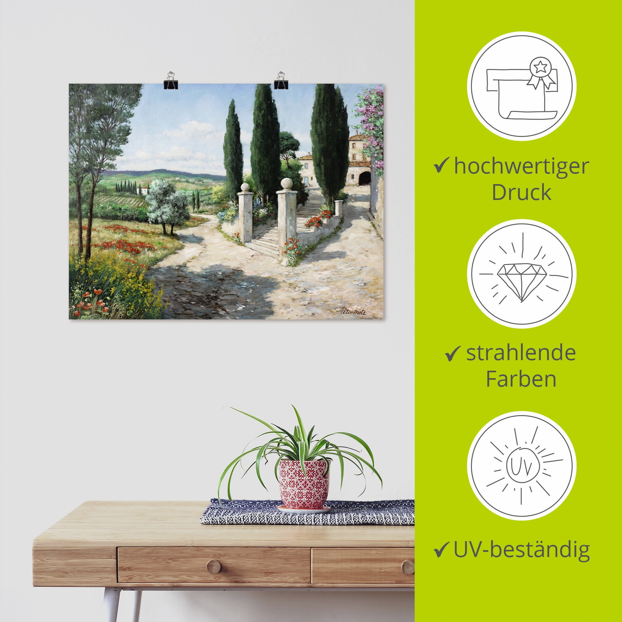 Artland Wandbild »Wohnung in der Toskana« Europa 1 Stk. tlg. als Leinwandbild, Poster in verschied. Grössen