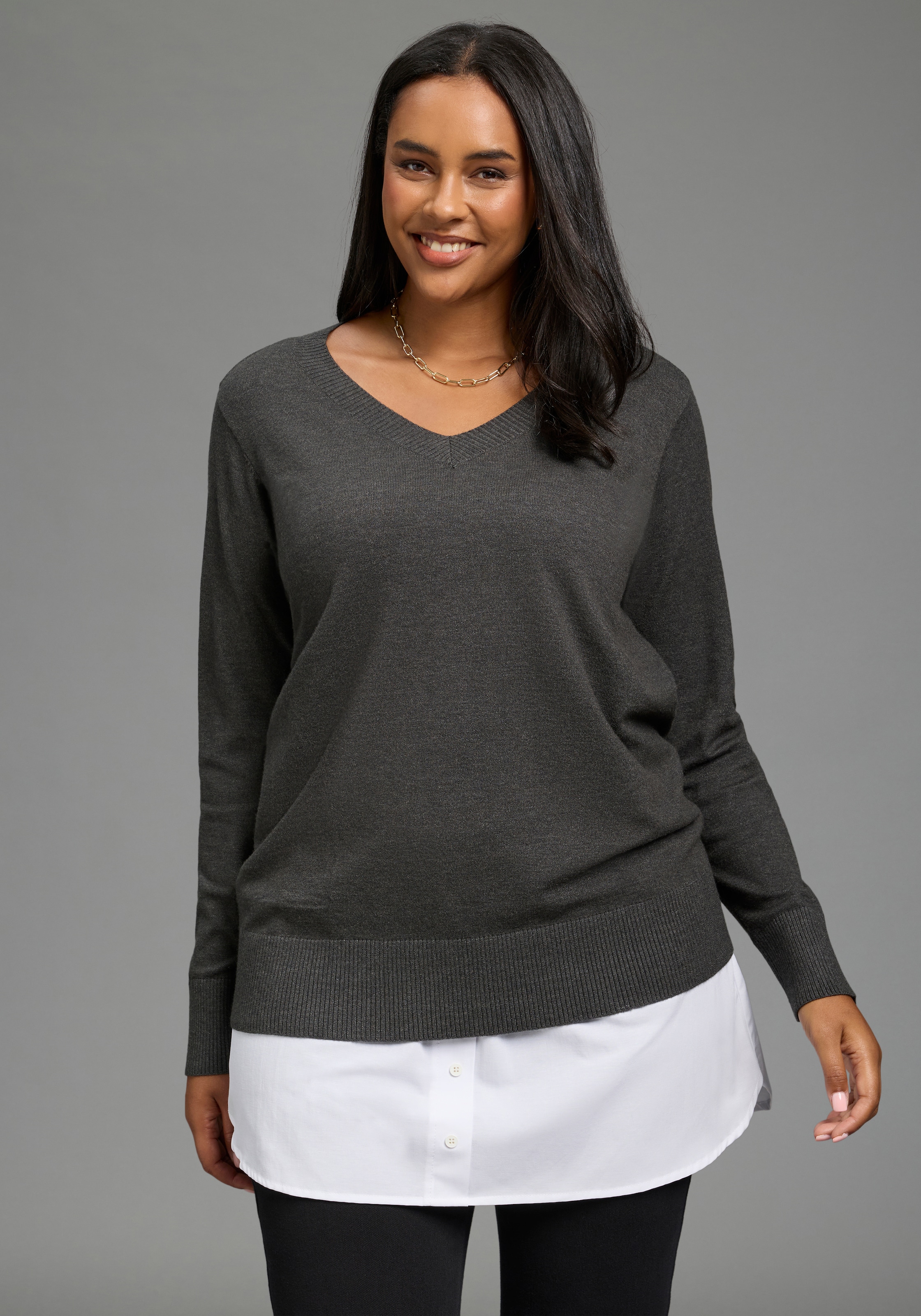 Laura Scott CURVE Longbluse »Blusenverlängerung Grosse Grössen« Packung, 2er-Pack,  femininer Stil, aus Baumwolle und Polyester, po-bedeckende Länge