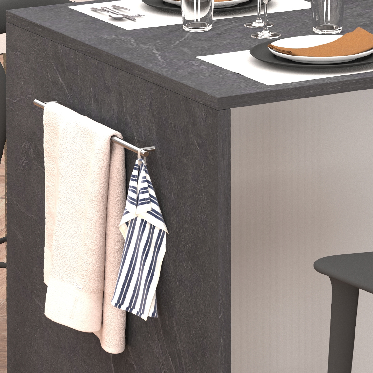 KOCHSTATION Ilot de cuisine »KS-Sole, Kochinsel, Küchenarbeitsblock, Arbeitsinsel, Made in Italy« Breite 167,5 cm, 2 Apothekerauszüge, 2 Essplätze, 1 offenes Regal