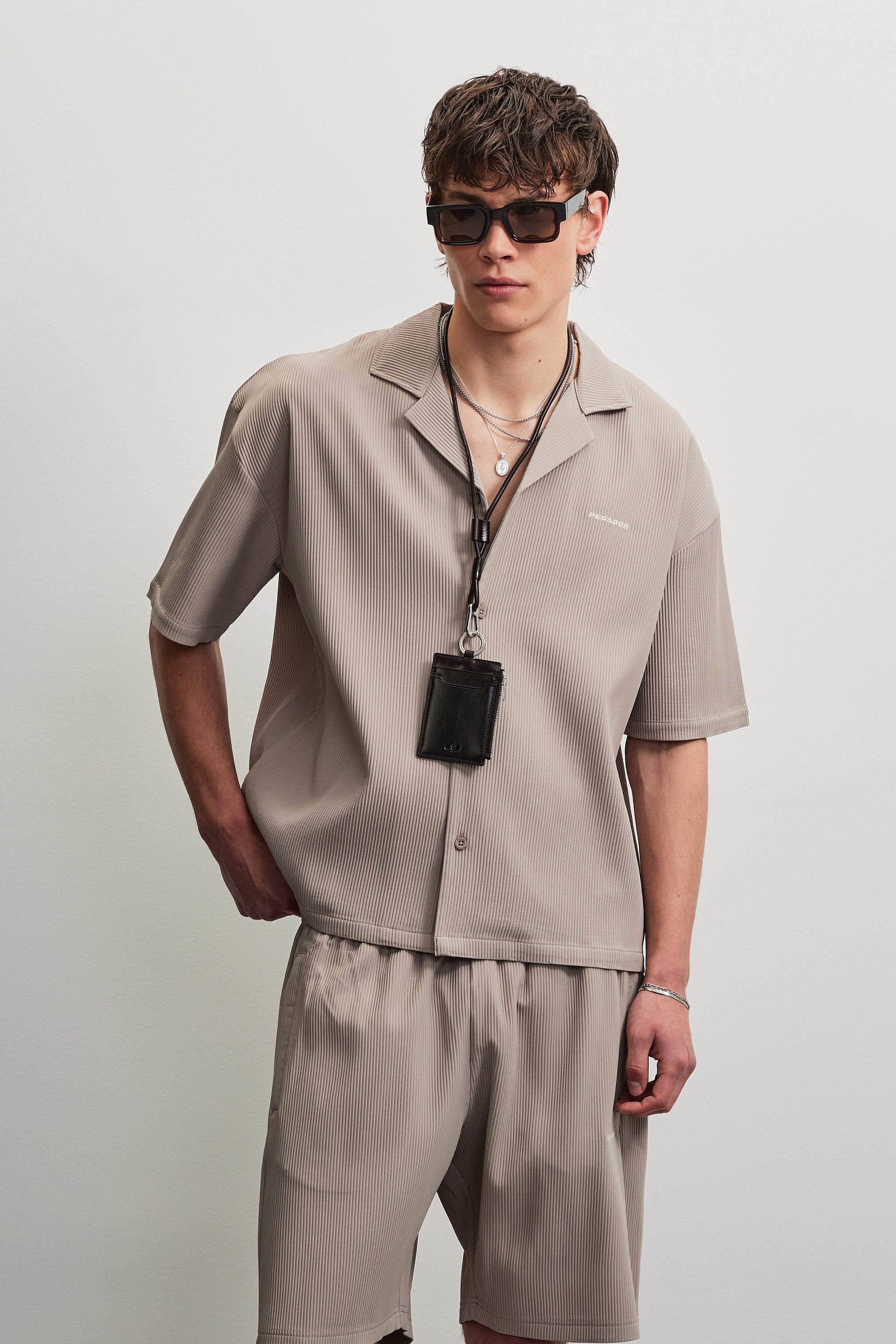 PEGADOR Chemise à manches courtes »TROY PLISSEE SUMMER SHIRT« Baumwollmischung, regular fit