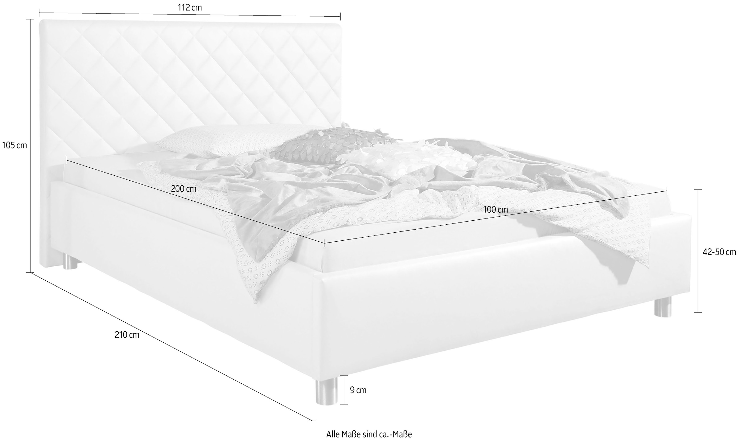 Maintal Lit rembourré »Bloomington« Bettseiten zerlegt, ohne Bettkasten