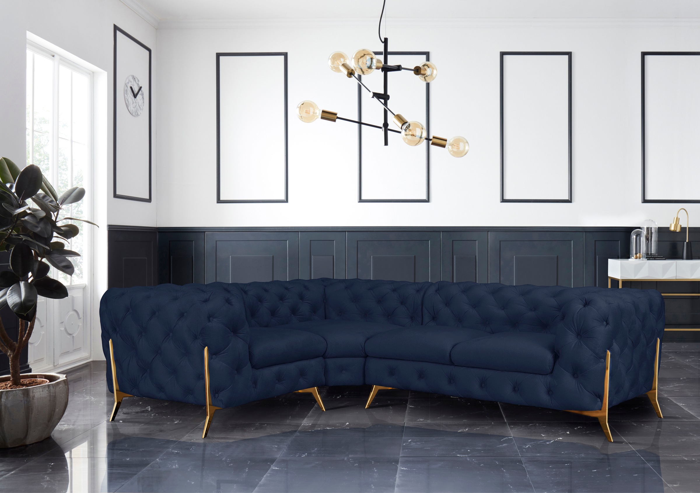 Home affaire Chesterfield-Sofa »Amaury L-Form« moderne Chersterfield-Optik, Breite 262 cm, Fussfarbe wählbar