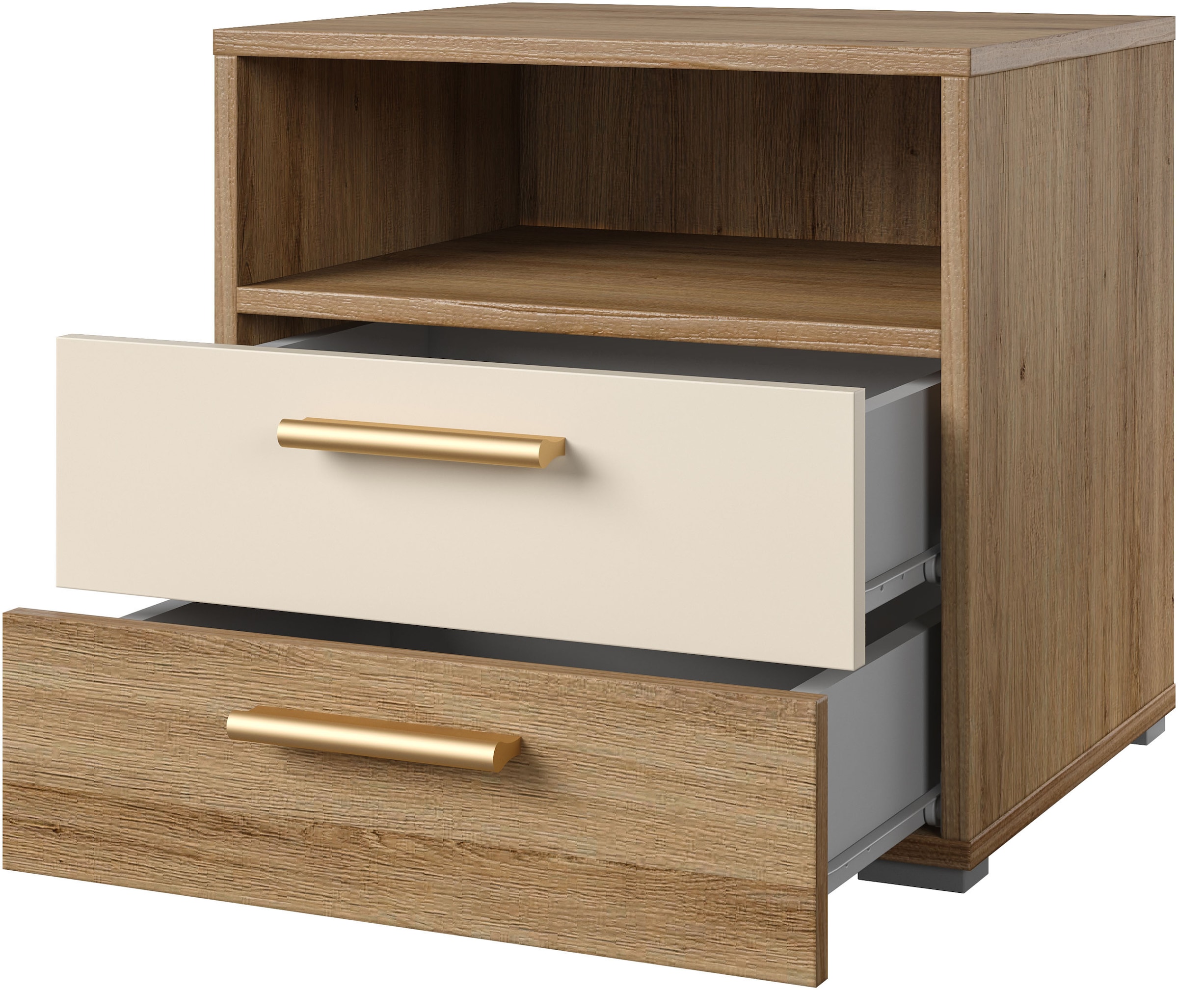 Home affaire Ensemble de chambre à coucher »Bitry,Set 4-St(Bett 180 cm, 2xNako, Drehtürenschrank)« Komplettschlafzimmer, viel Stauraum, fühlbare Struktur, Holzoptik