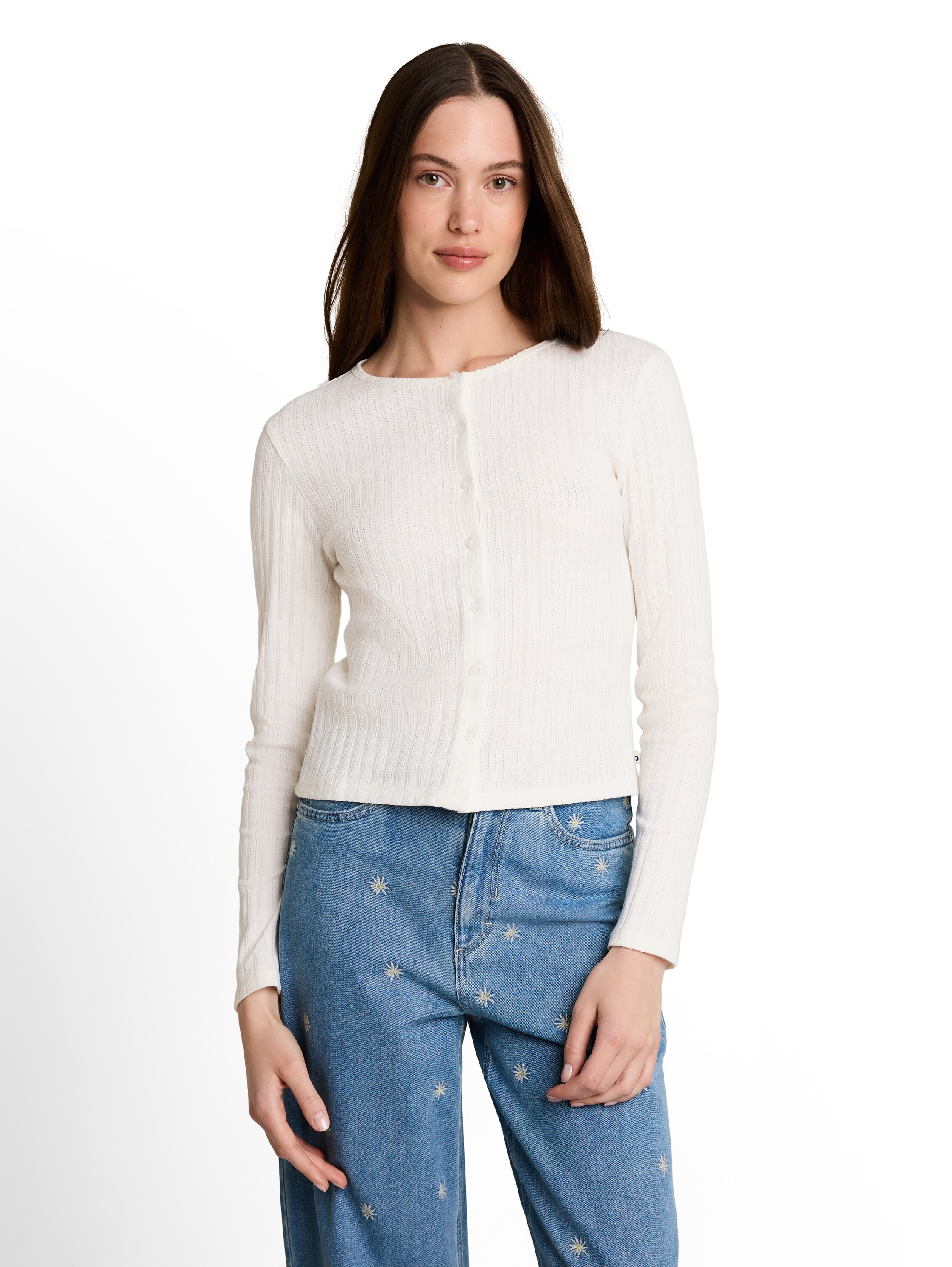 TOM TAILOR Denim Cardigan avec fine structure et patte de boutonnage