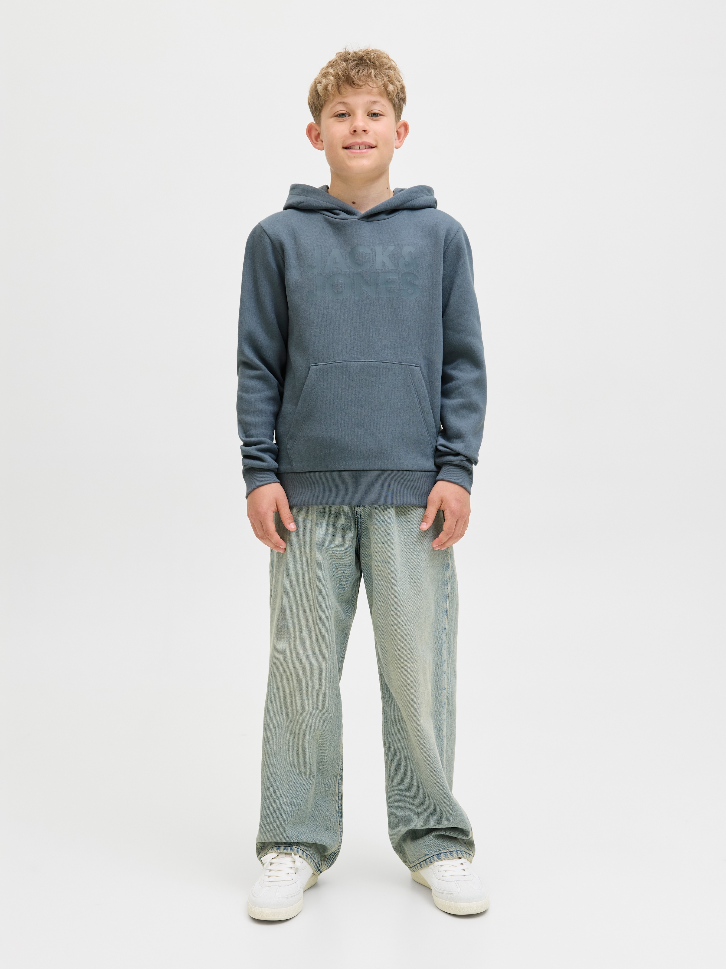 Jack & Jones Junior Kapuzensweatshirt »JJECORP mit Druck, Kängurutasche, pflegeleicht«, bedruckt, modisch, regular fit, Rundhals
