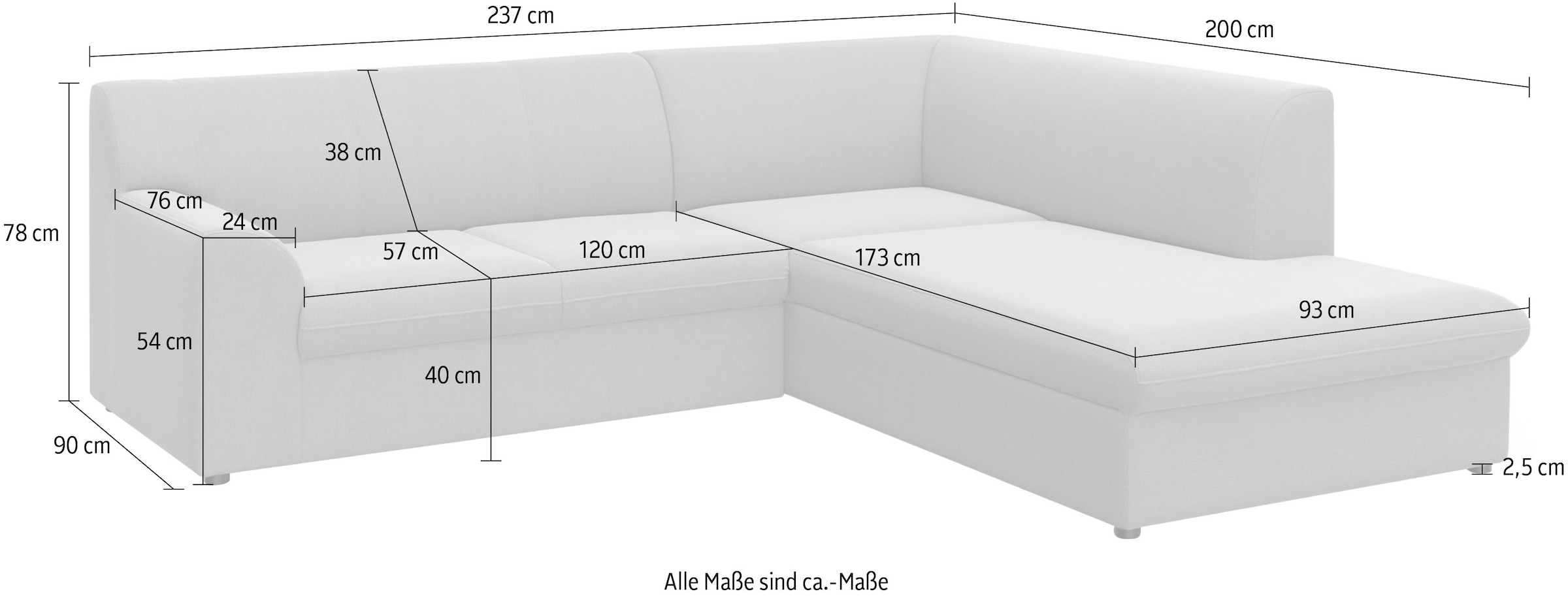 DOMO collection Ecksofa »Topper zeitlos elegant, kompakte Stellmasse, OTTOs Choice, L-Form« mit Ottomane, wahlweise mit Schlaffunktion