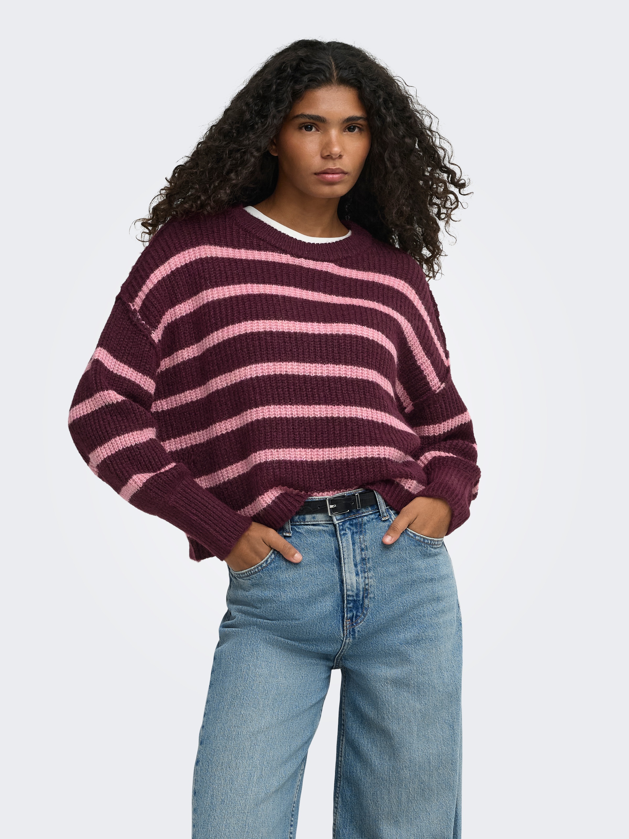 ONLY Pull en tricot »ONLMALLY LS DETAIL O-NECK KNT NOOS« fibre synthétique, coupe régulière