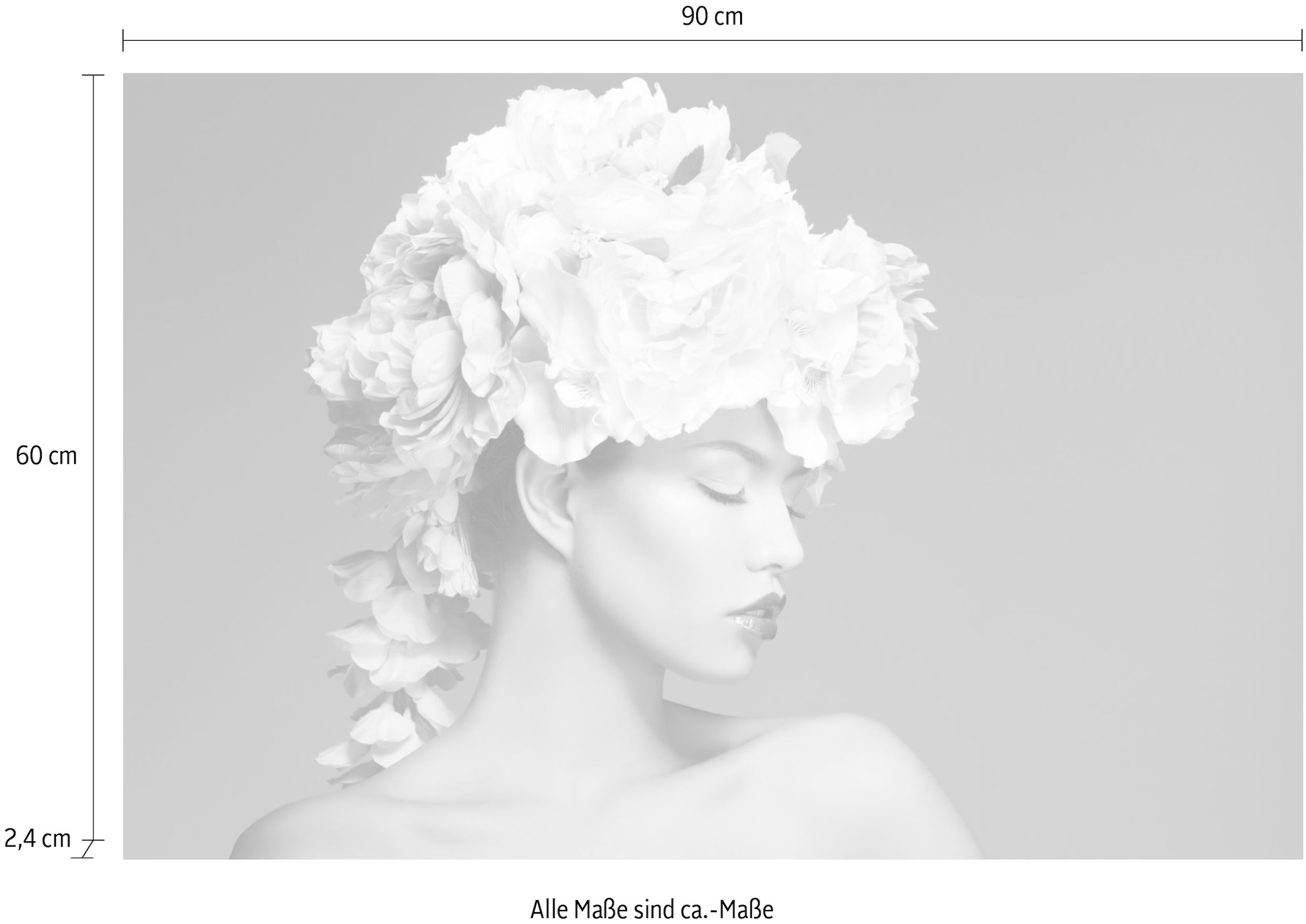 queence Tableau en verre acrylique »Frau mit Blumenhut« Fine Art-Print in Galeriequalität