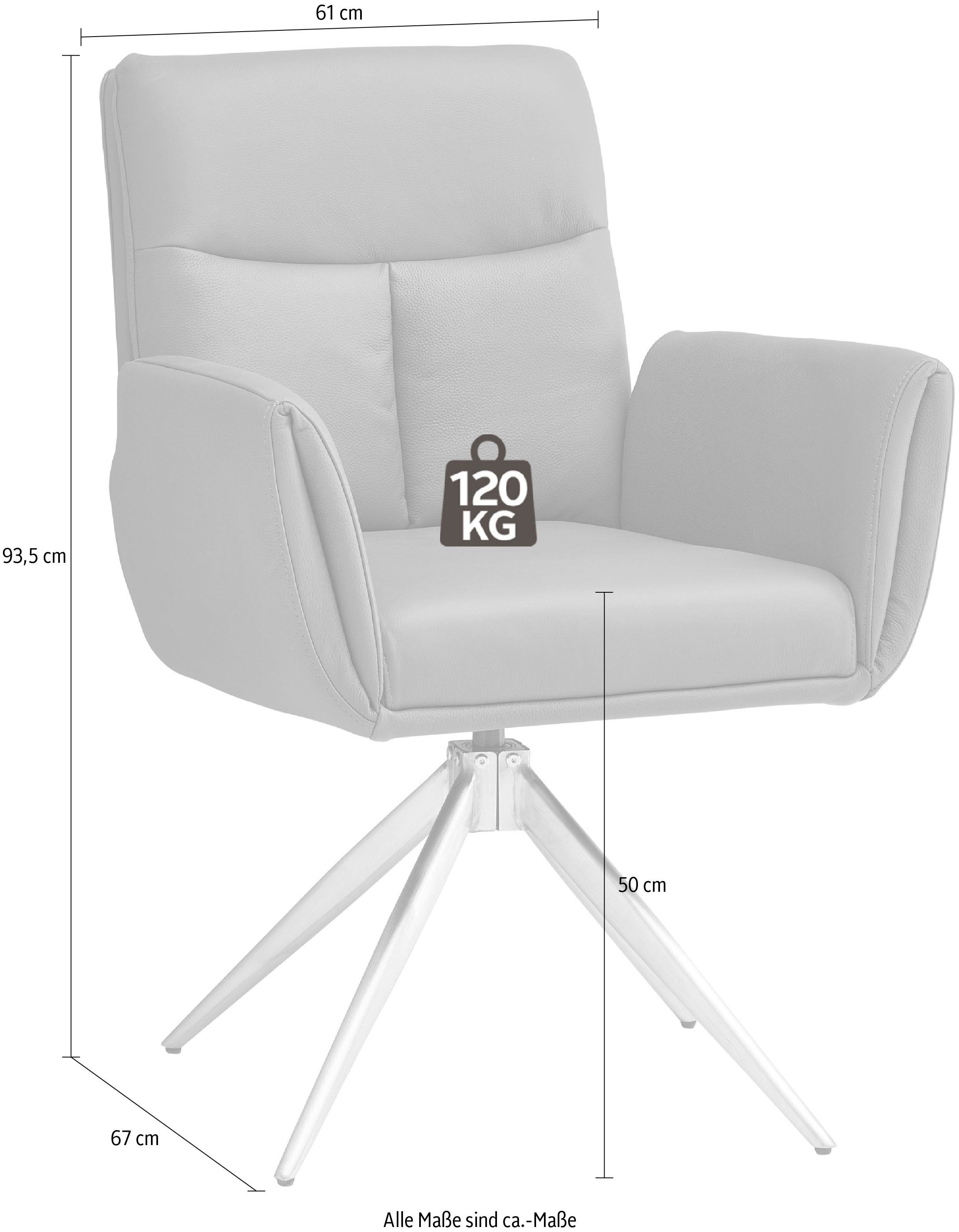Stolkom Chaise avec accoudoirs »Sofia Premium BxHxT 61x93,5x67 cm« (Ensemble) 2 cuisBreite 61cm, 360° drehbar mit Auto-Return