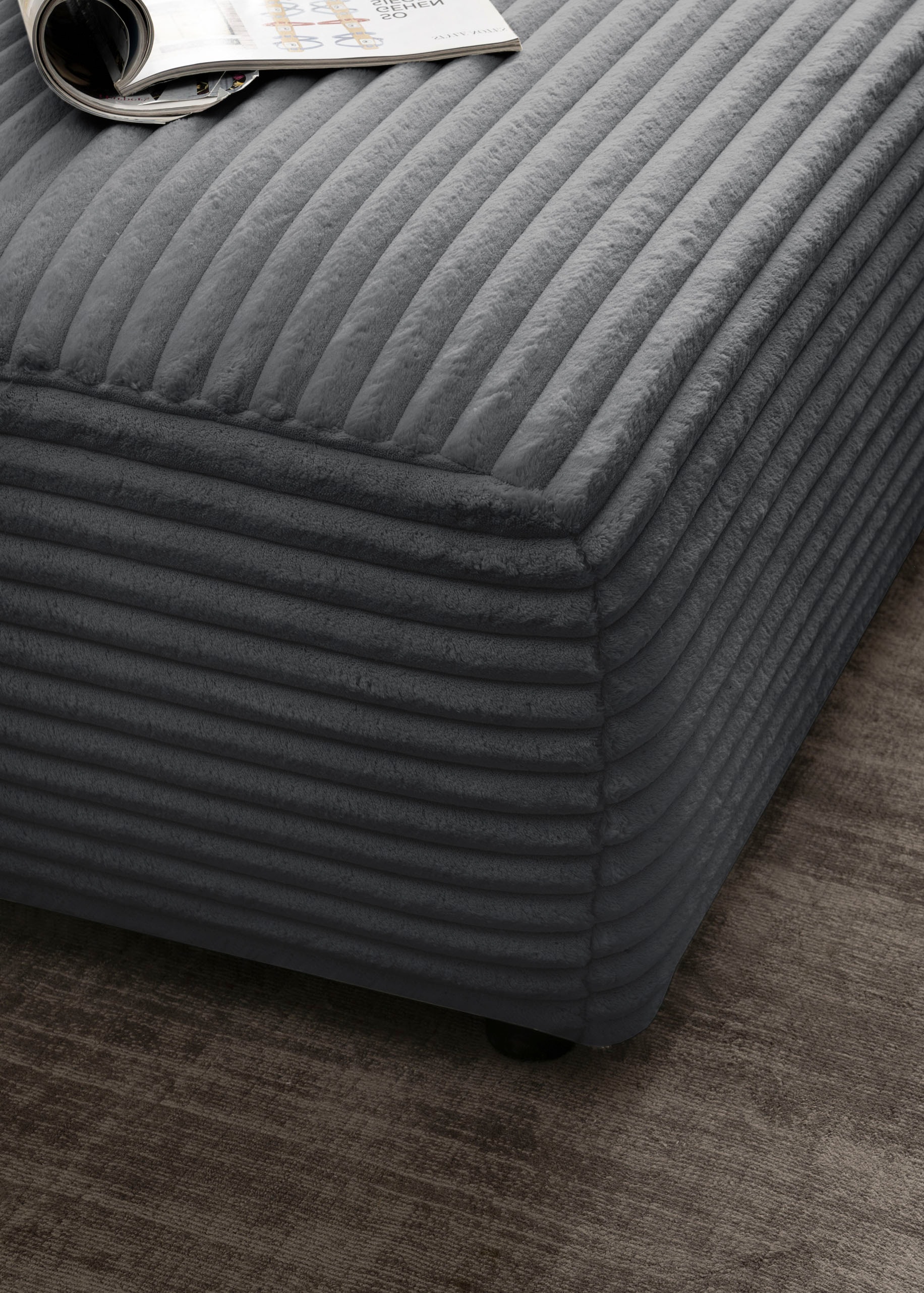 andas Canapé d'angle »BAKELS, L-Form in Cord oder Boucle-Stoff, moderne Couch« wahlweise Recamiere rechts/links, bequemer Sitzkomfort