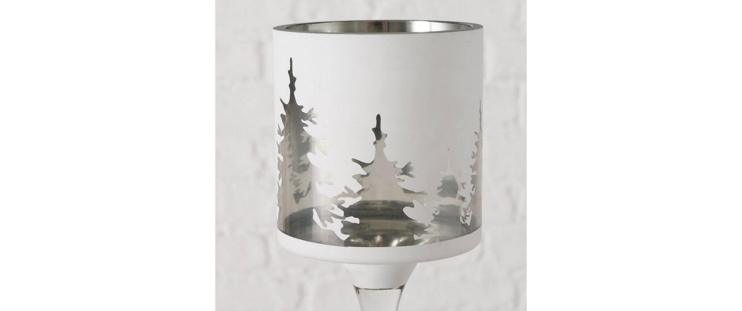 BOLTZE Photophore »Weihnachtswindlicht Minou 2-teilig, Silber/Weiss«