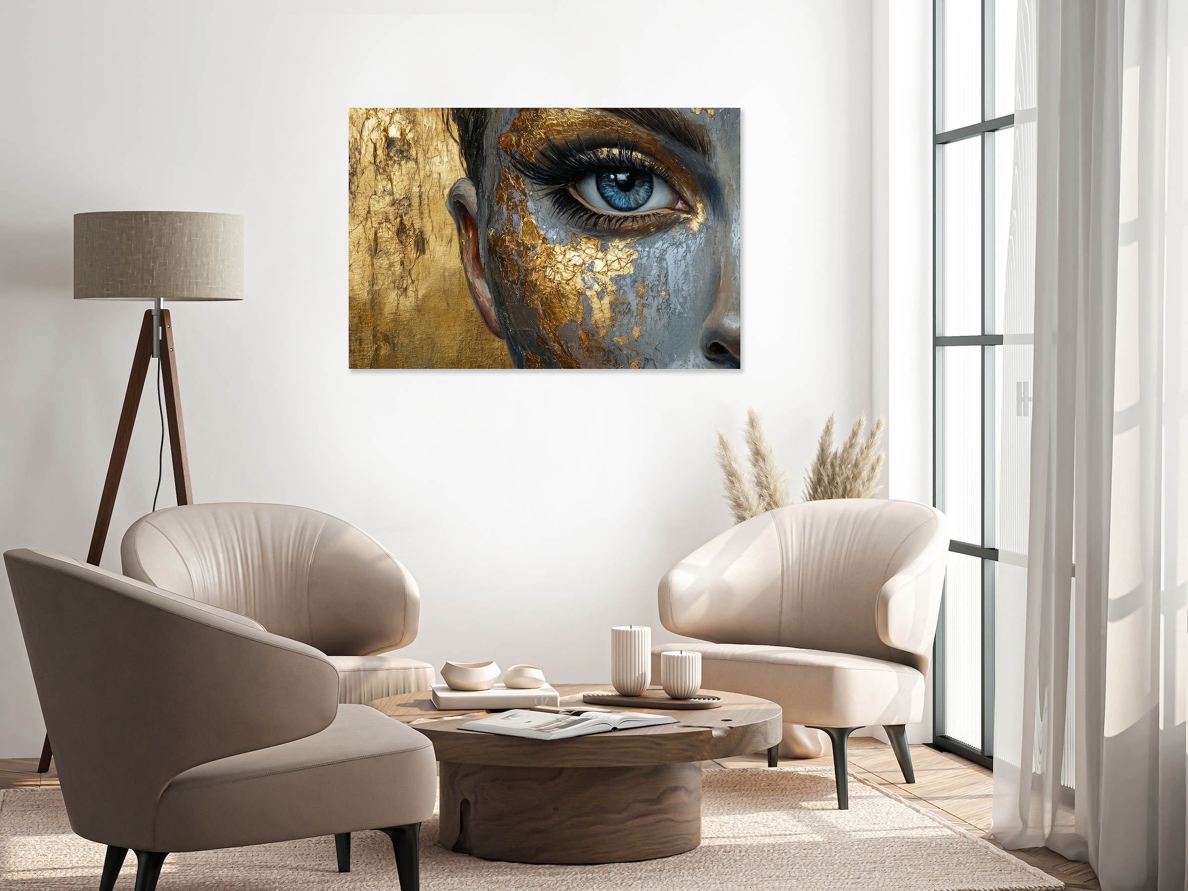 queence Tableau en verre acrylique »Wandbild, Goldbild, Bild Detailbild blaues Auge« Abstrait | Art | Fantasy Fini à la main avec feuille d'or pour un aspect noble et intemporel.