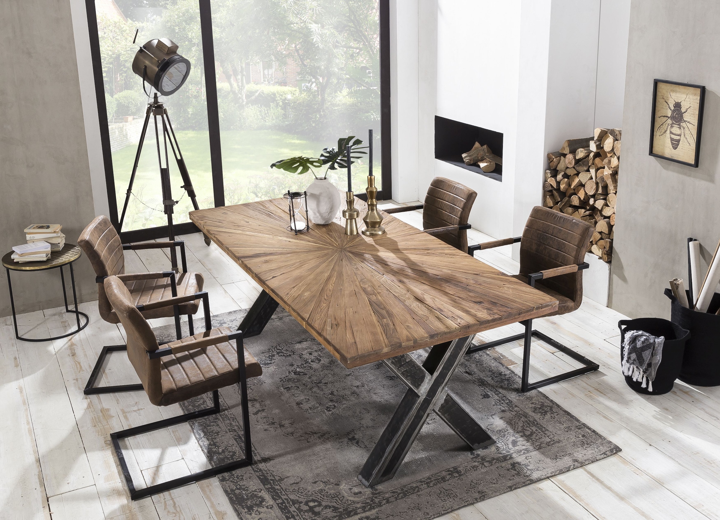 SIT Pied de table »Bosa aus Stahl im Used Look für Platten von 160–240 cm« 1 cuis tlg. Support de plateau de table en acier en forme de X au look usé marqué