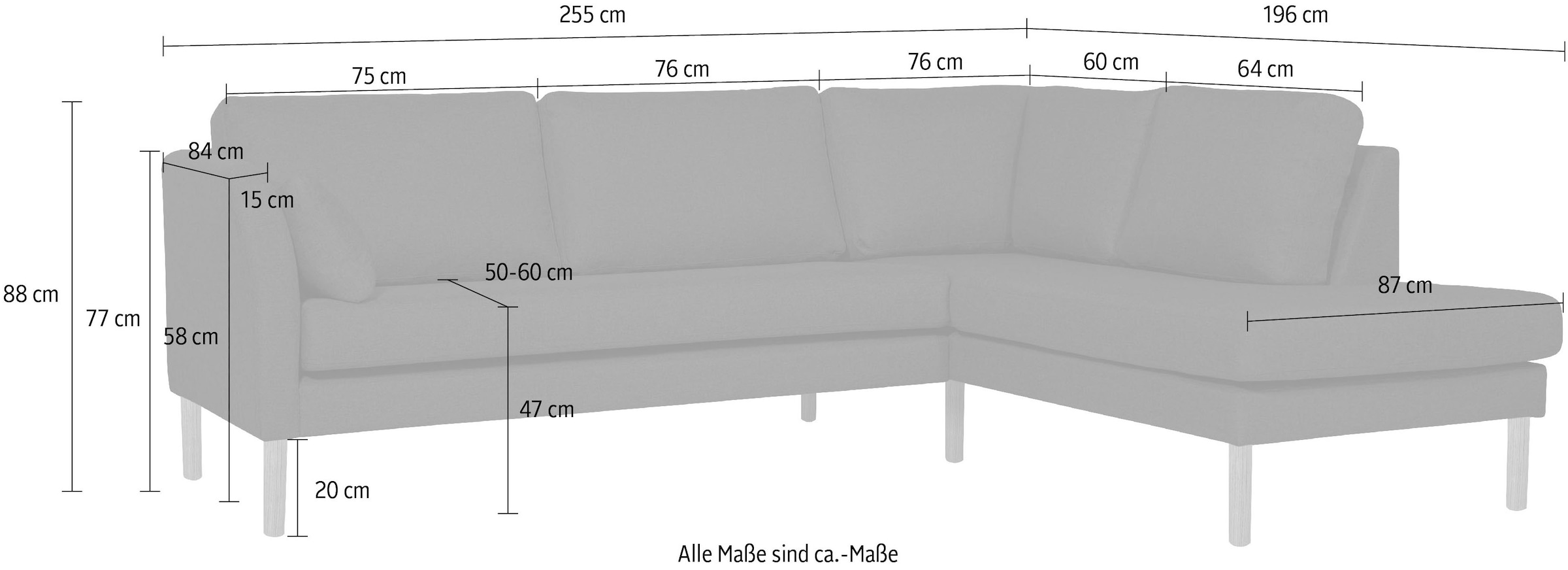 andas Ecksofa »Grenzda, L-Form,« mit Holzfüssen