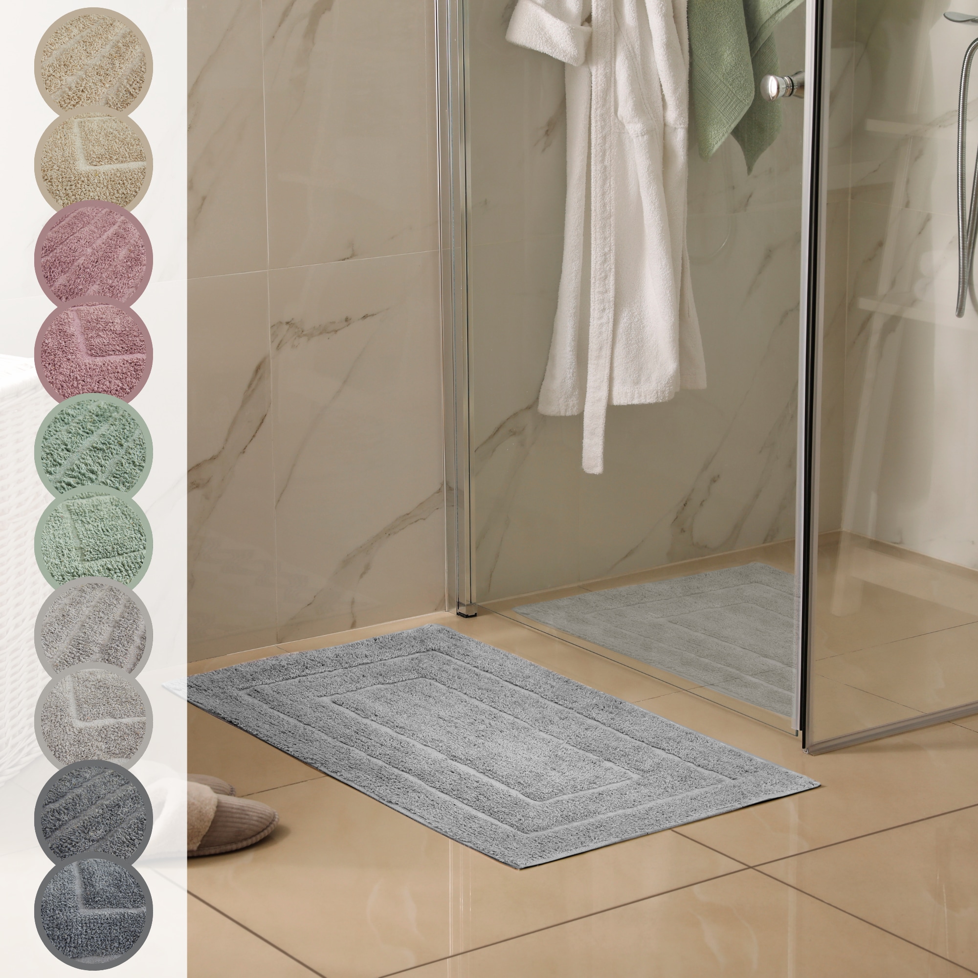 Andiamo Badematte »Havanna, 50xca. 80 cm, Badvorleger, Badezimmer Teppich« Höhe 7,5 mm fussbodenheizungsgeeignet | schnell trocknend Badteppich, Uni Farben, Hoch-Tief Effekt, verschiedene Designs