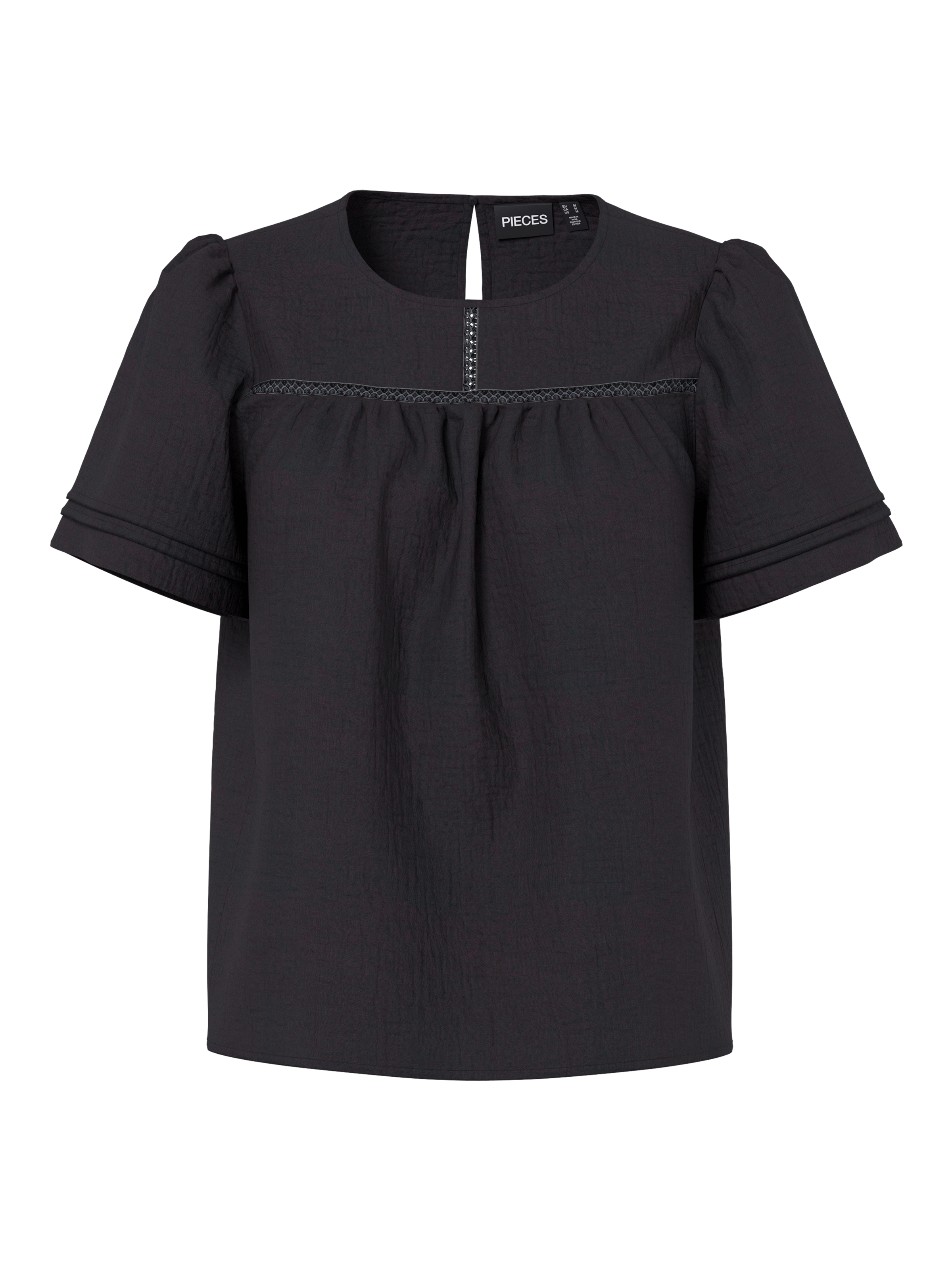 pieces Blusenshirt »PCSIKKA SS TOP WVN NOOS BC« mit Puffärmeln