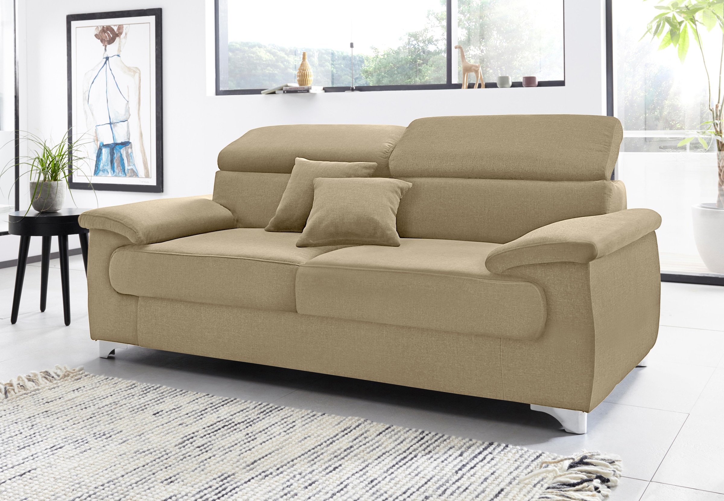 DOMO collection 2,5-Sitzer »Mira inklusive Kopfteilverstellung für mehr Wohlfühlkomfort« elegant und modern, komfortabel, frei im Raum stellbar