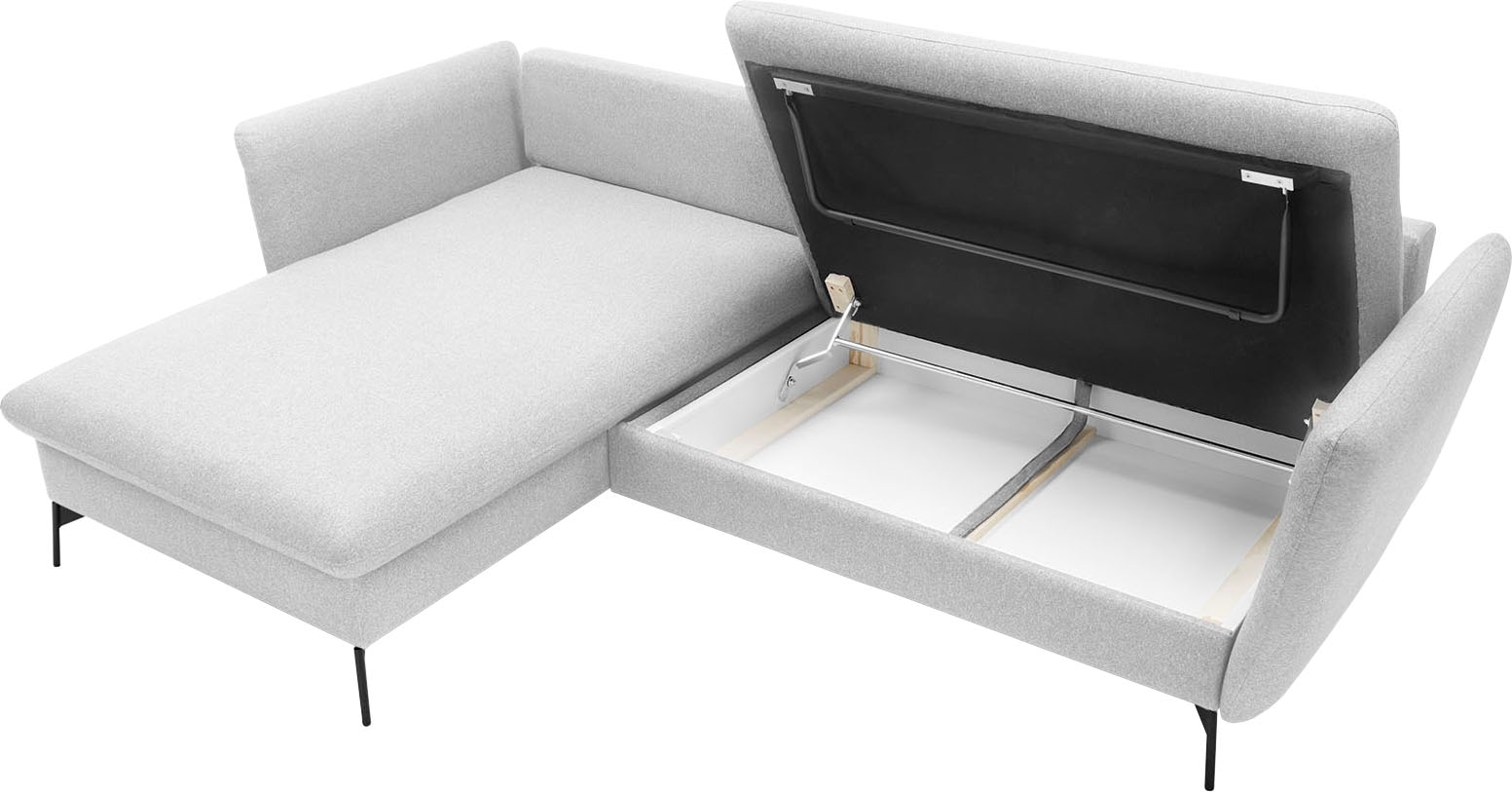 GOODproduct Canapé d'angle »LIVORNO,258 cm, L-Form,« Schlaffunktion u. Bettkasten (139/224cm), Samt, Struktur, Webstoff
