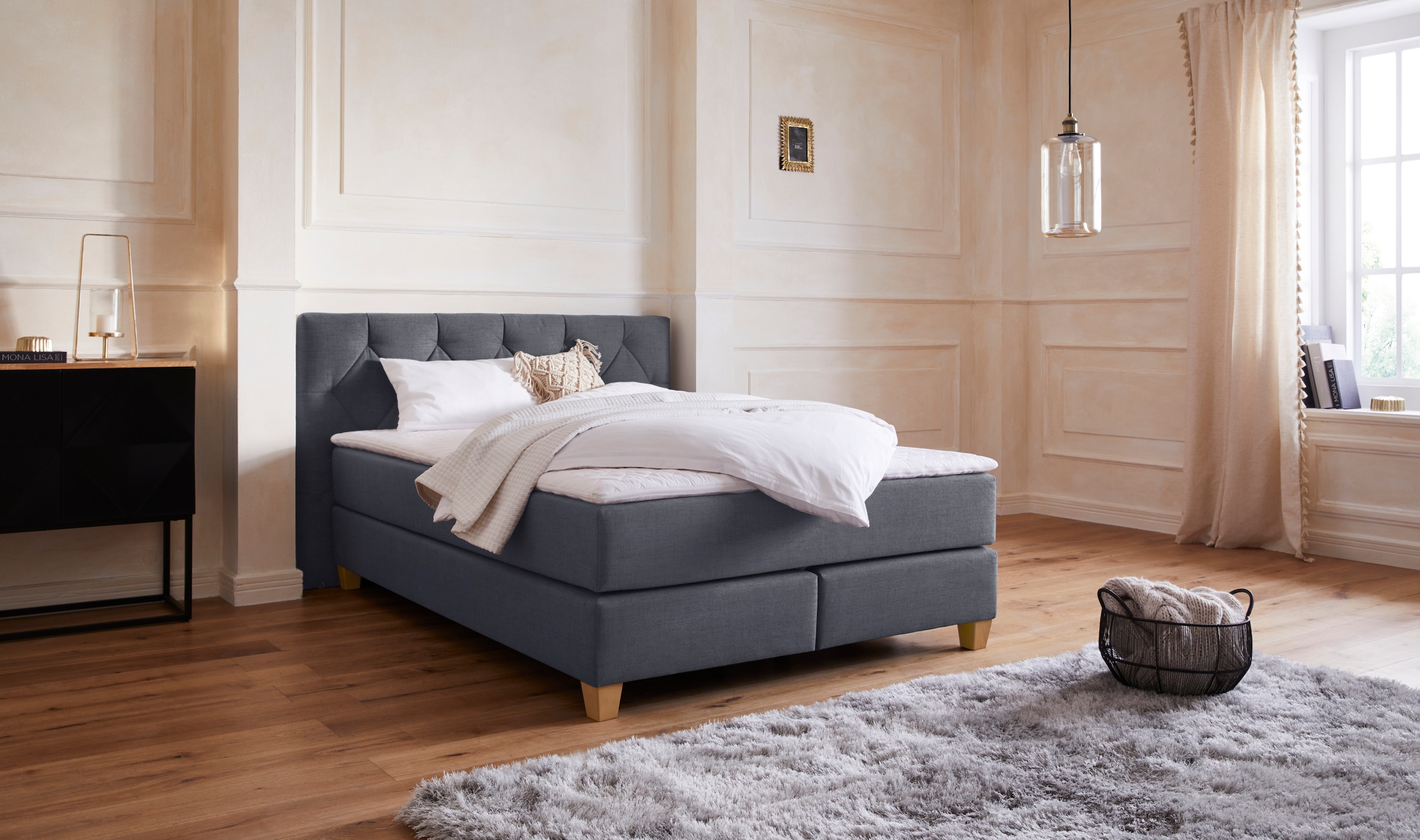 Home affaire Boxspringbett »Harmones« in 3 Breiten, Härtegrad auch im Mix mit je 1 Matratze in H2 und H3