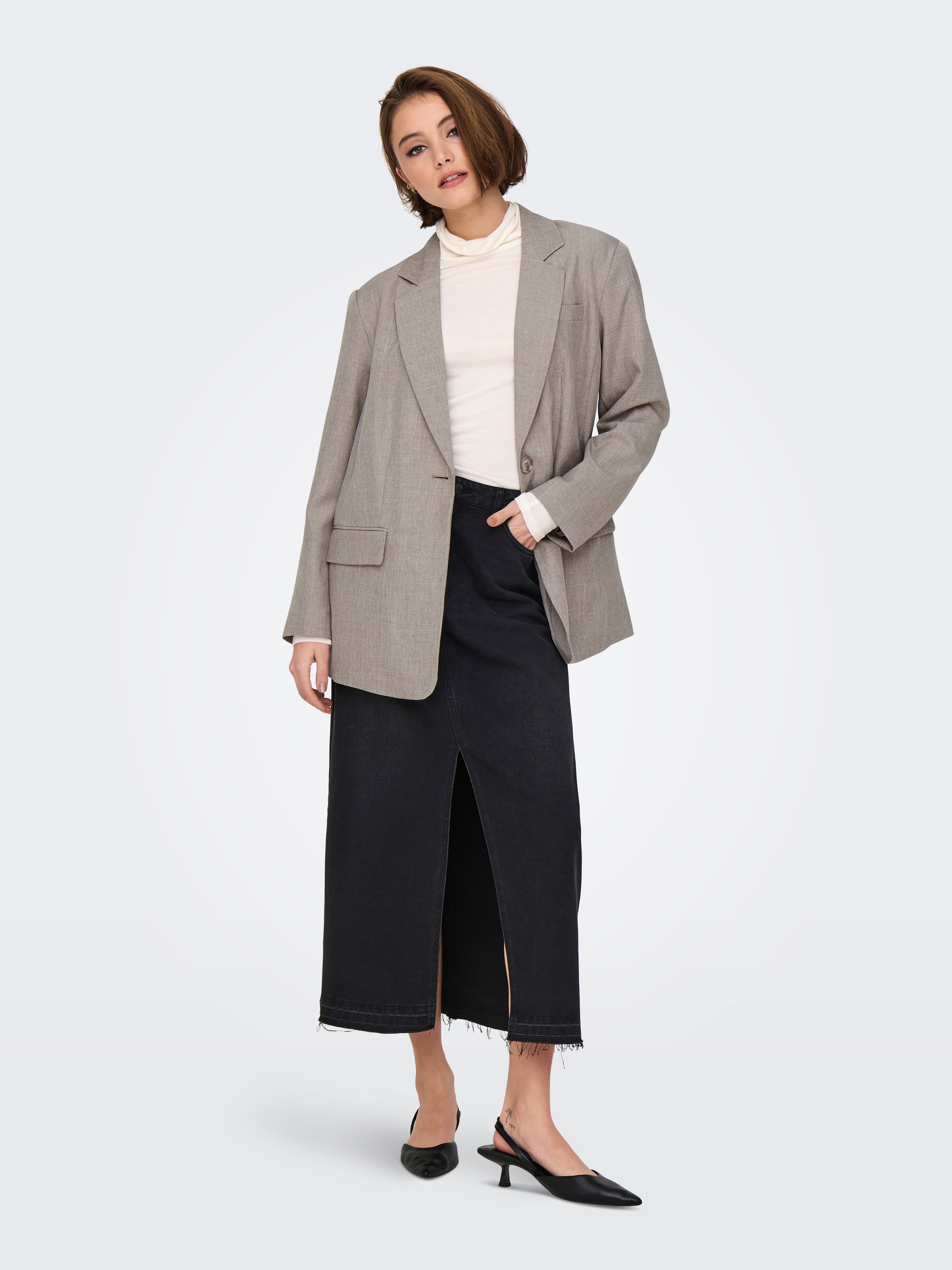 ONLY Blazer long »ONLLINDA LS BOYFR MEL BLAZER TLR NOOS« mit Reverskragen