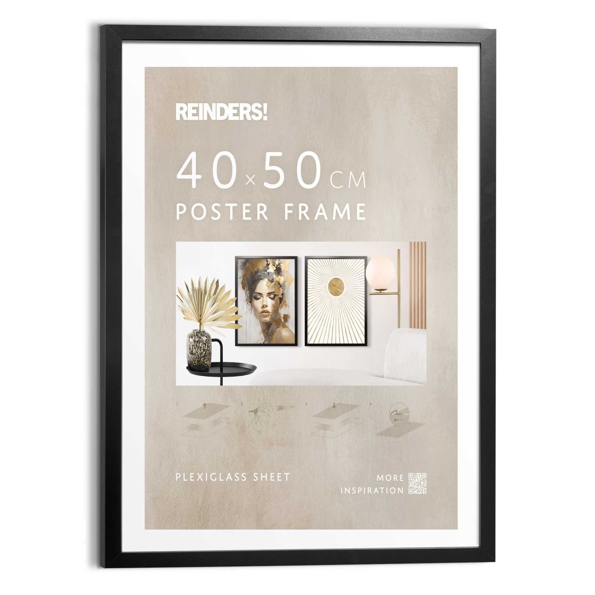 Reinders! Cadre photo »Poster 40x50 schwarz« 1 cuis tlg. Wohnzimmer - Schwarz - MDF - Kein Thema - 43,5x53,5 cm