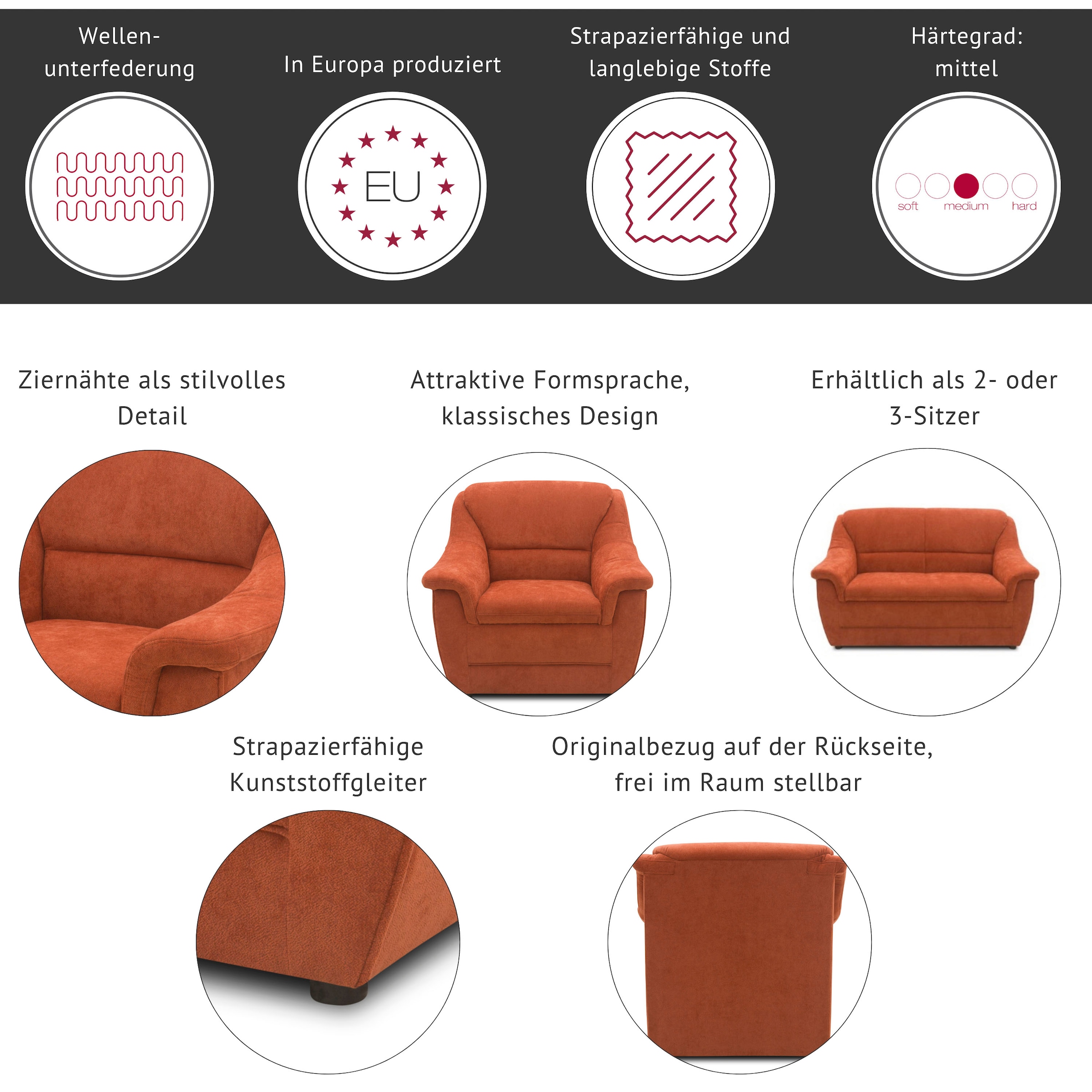 DOMO collection 2-places »Lale formschönes und komfortables Sofa, zeitlos und elegant« optimal für kleinere Räume