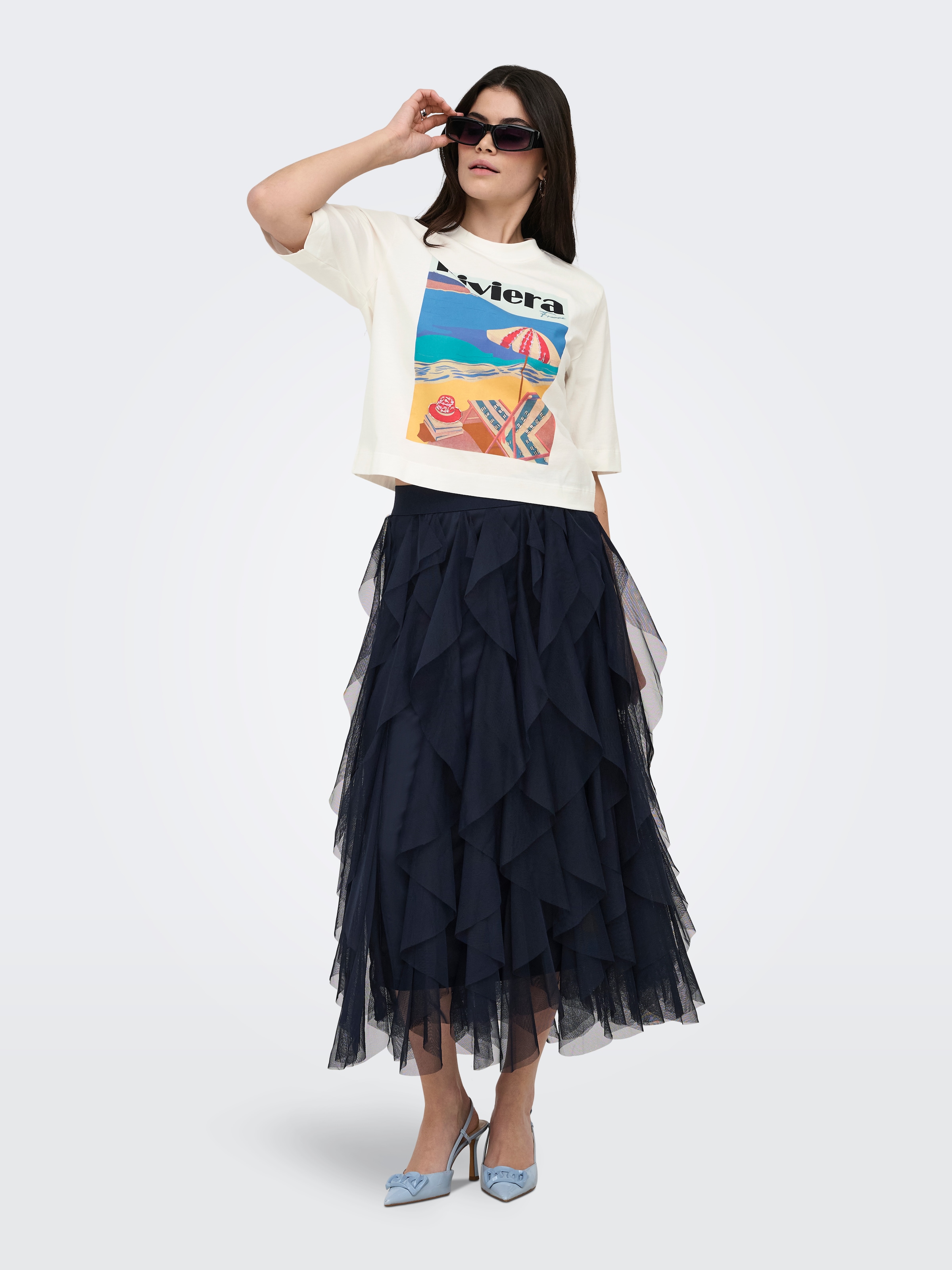 ONLY T-shirt »ONLVEGA NEW S/S VIBE TOP BOX JRS« coton, coupe régulière, col rond