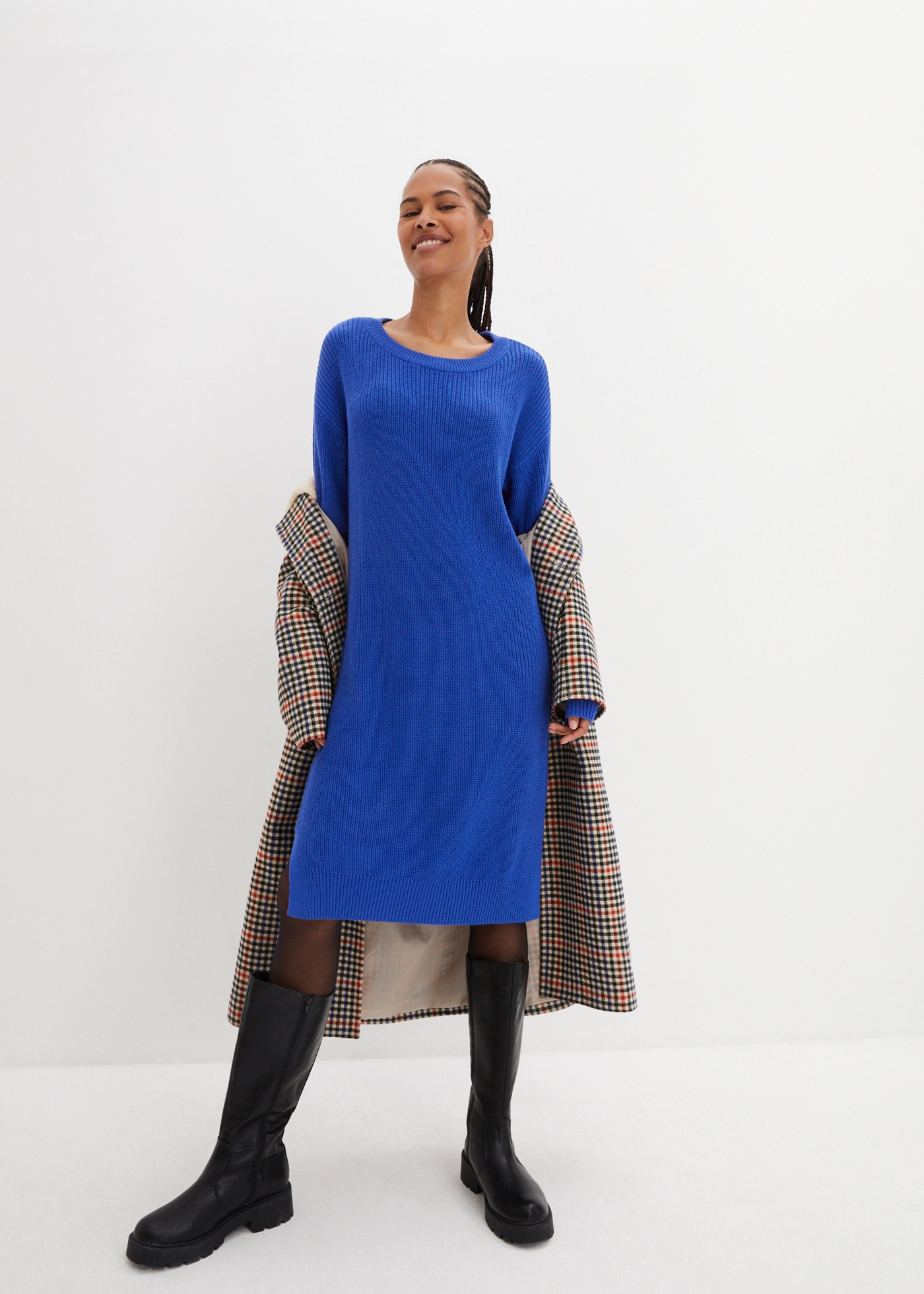 bonprix Strickkleid Oversize-Rippstrick, bequeme Passform, seitliche Schlitze